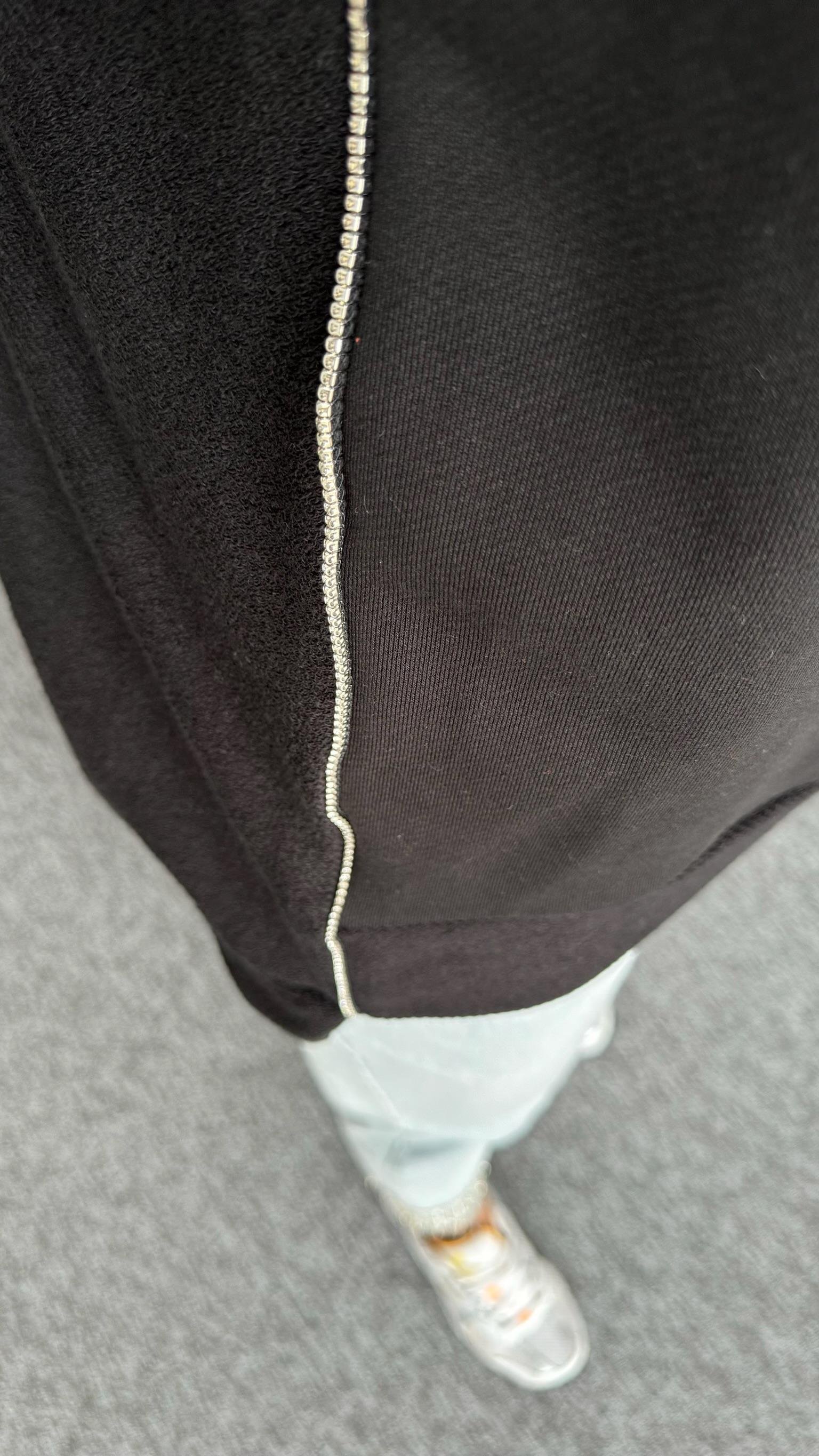 Yela Asimetrik Taş Detay Tasarım Siyah Sweat