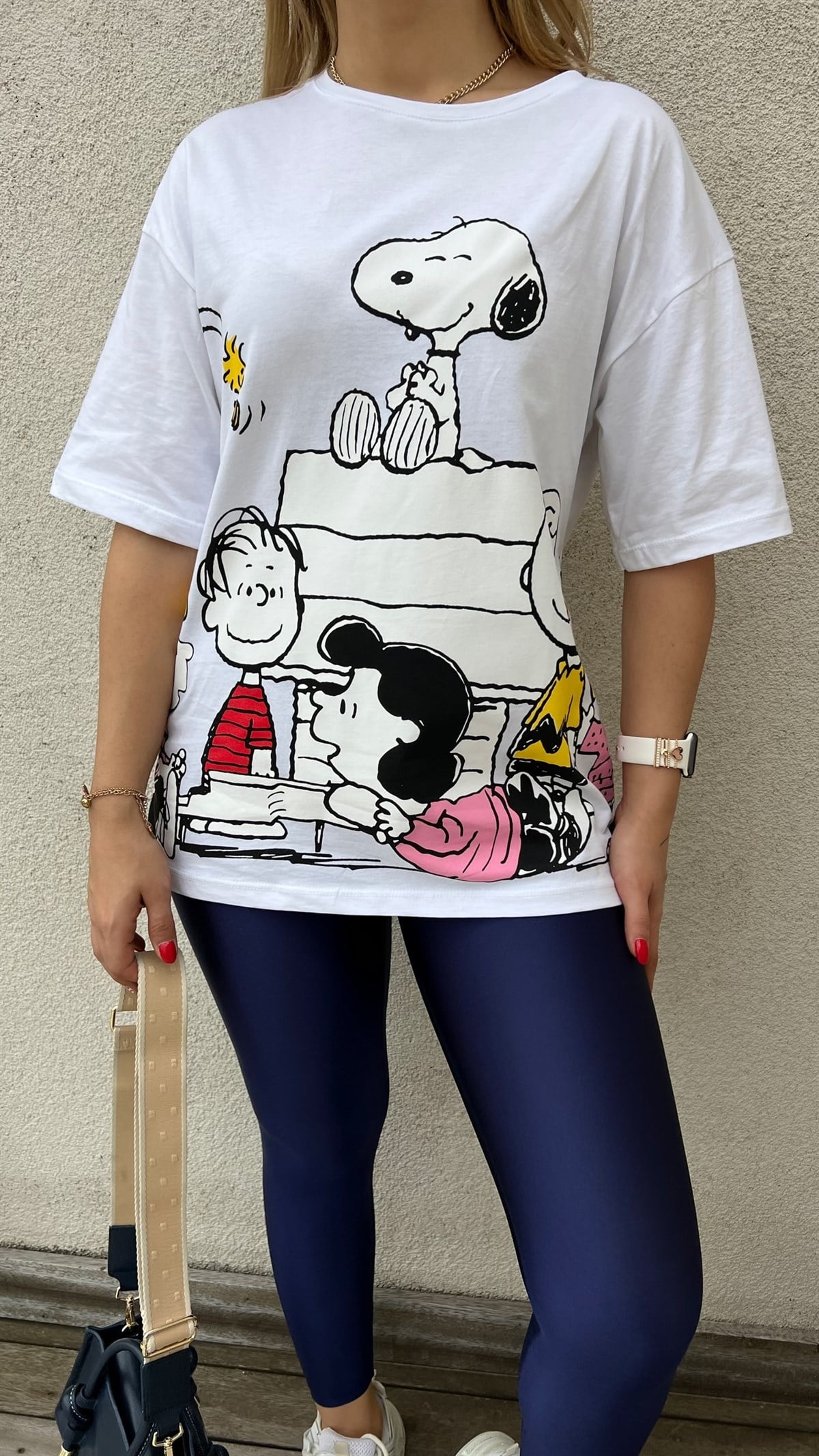 Snoopy Baskı Beyaz Tshirt