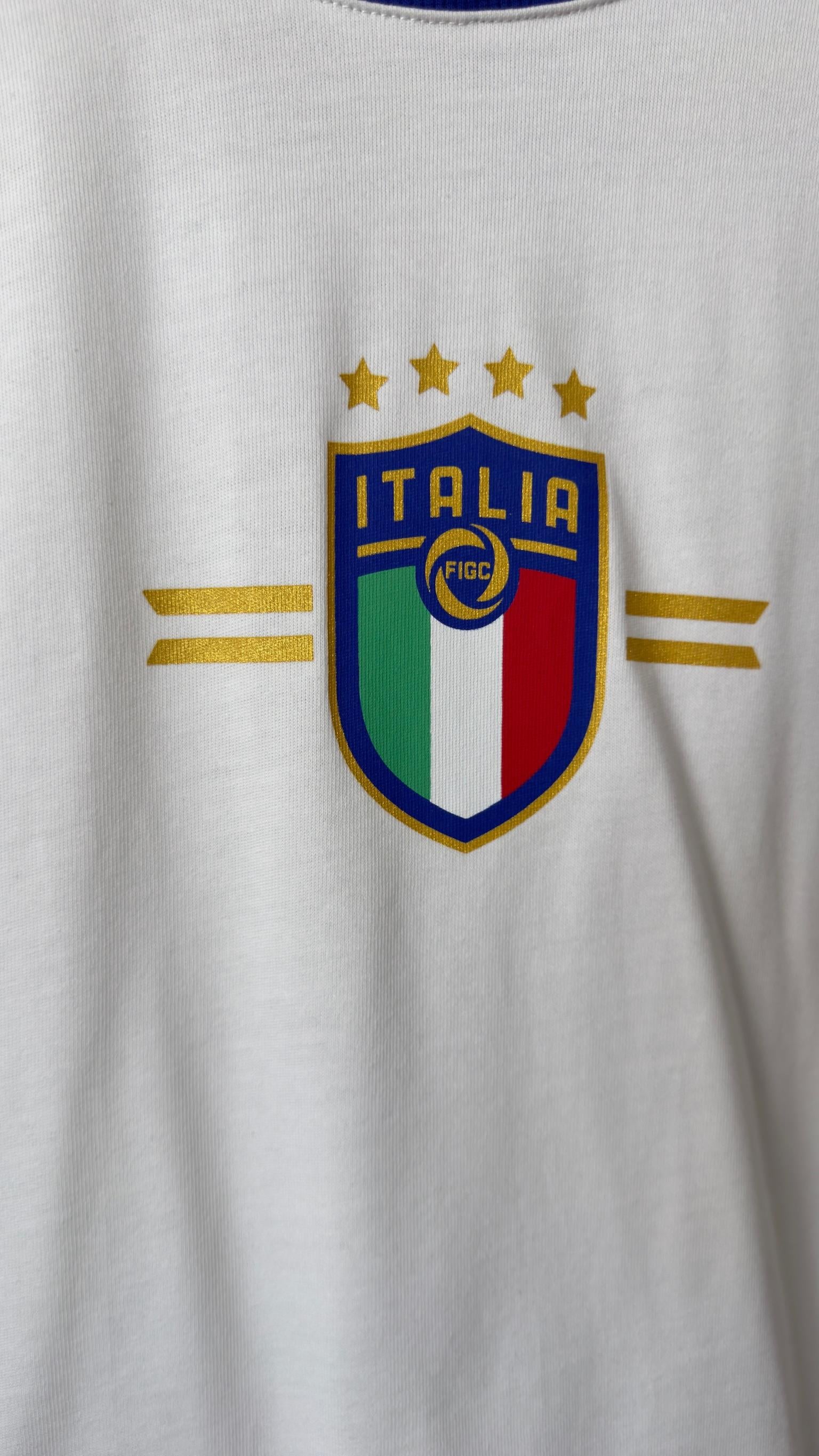 Italıa Baskı Mavi Ribanalı Beyaz Tshirt
