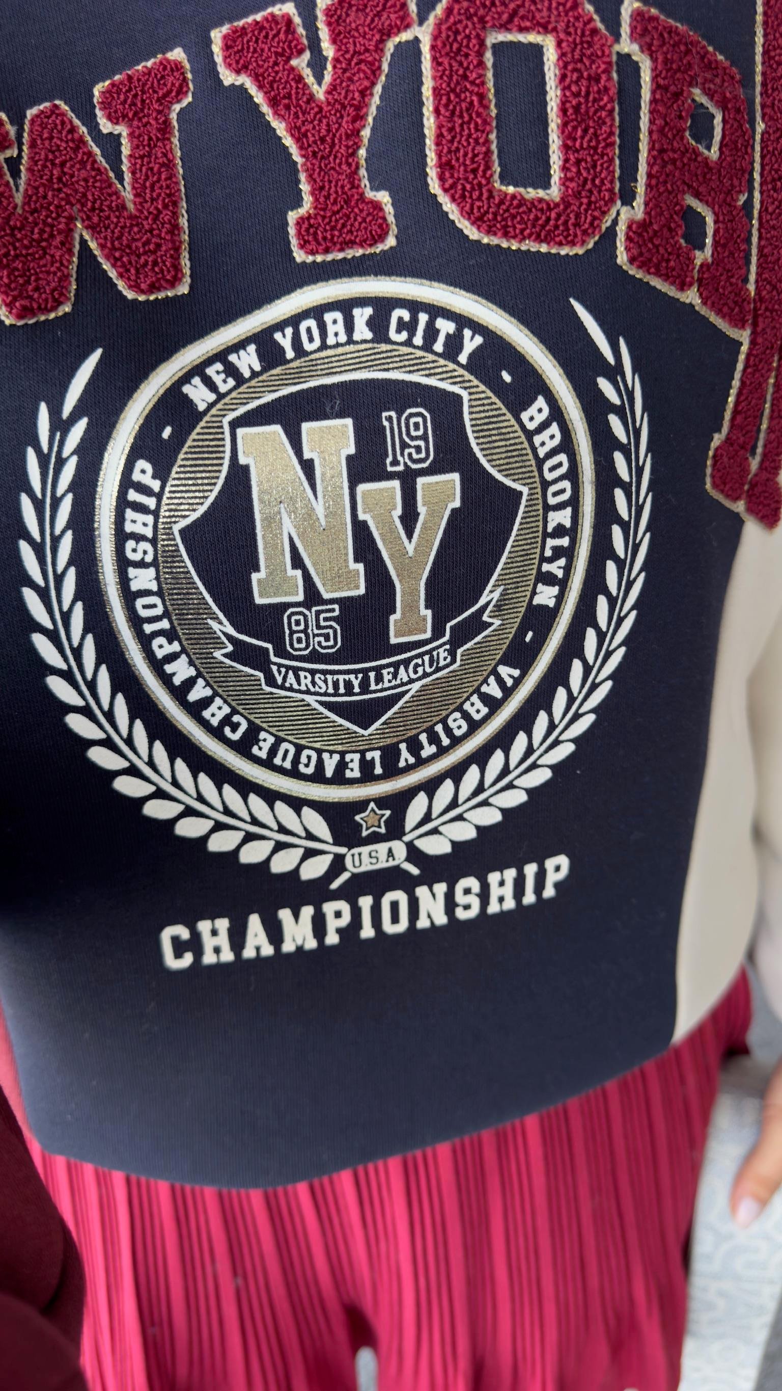 New York Yazılı Renk Geçişli Sweatshirt