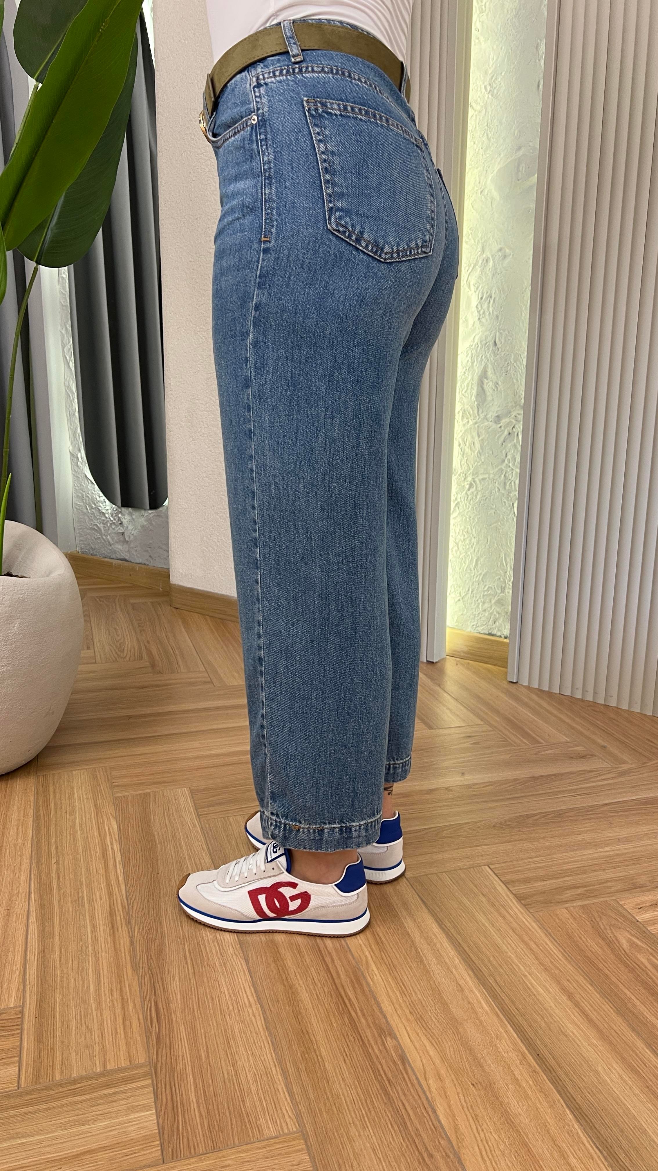 Mavi Kemerli Culotte Jean