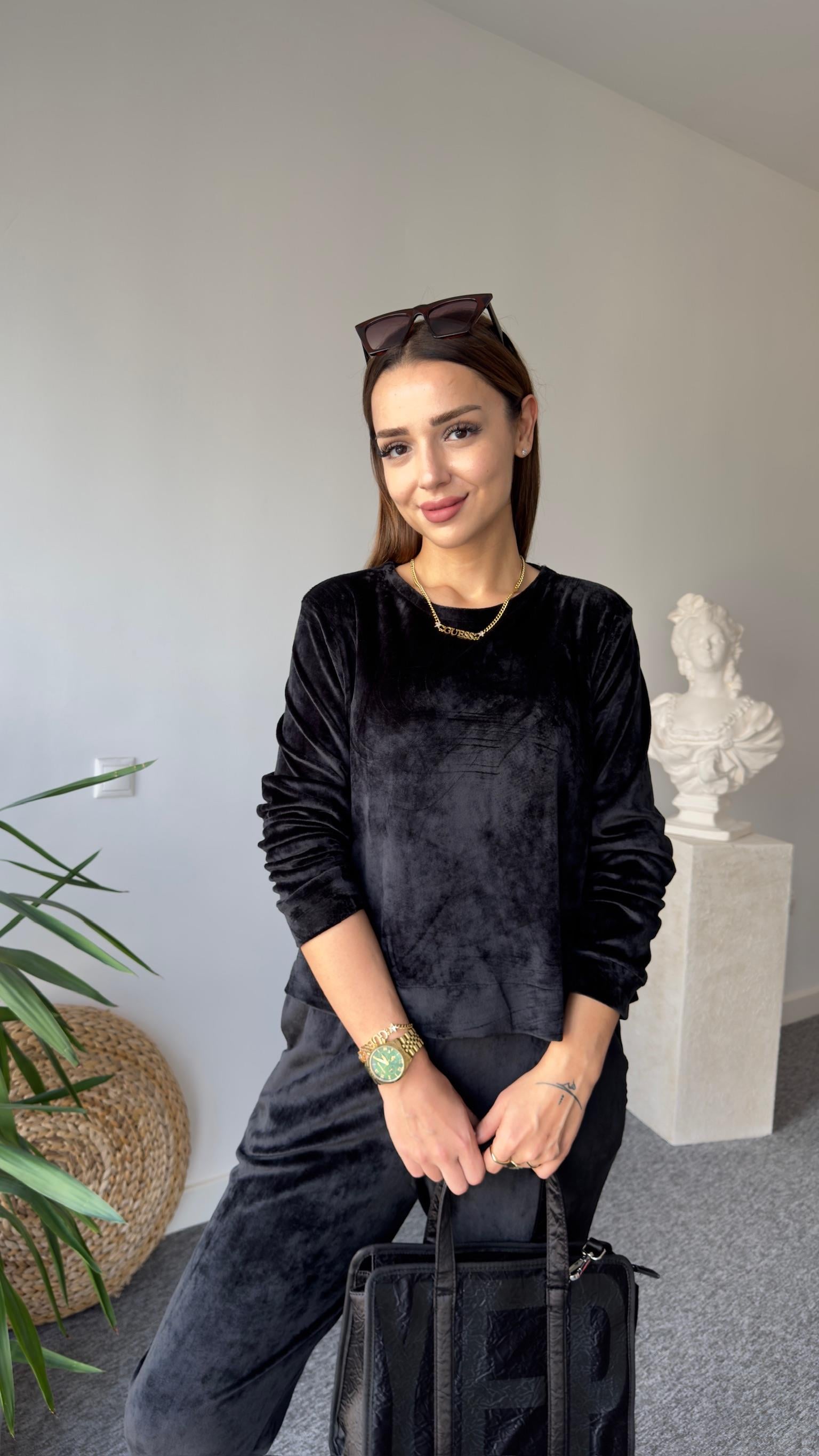 Siyah Kadife İkili Takım