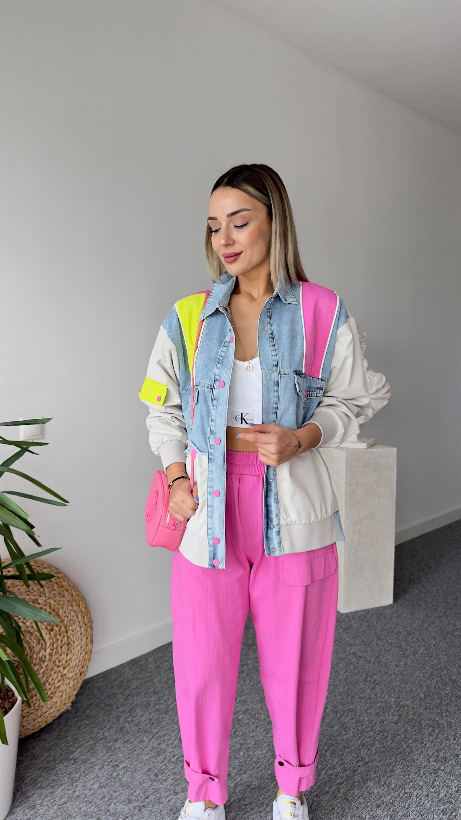 Pembe Paçası Çıtlı Pantolon