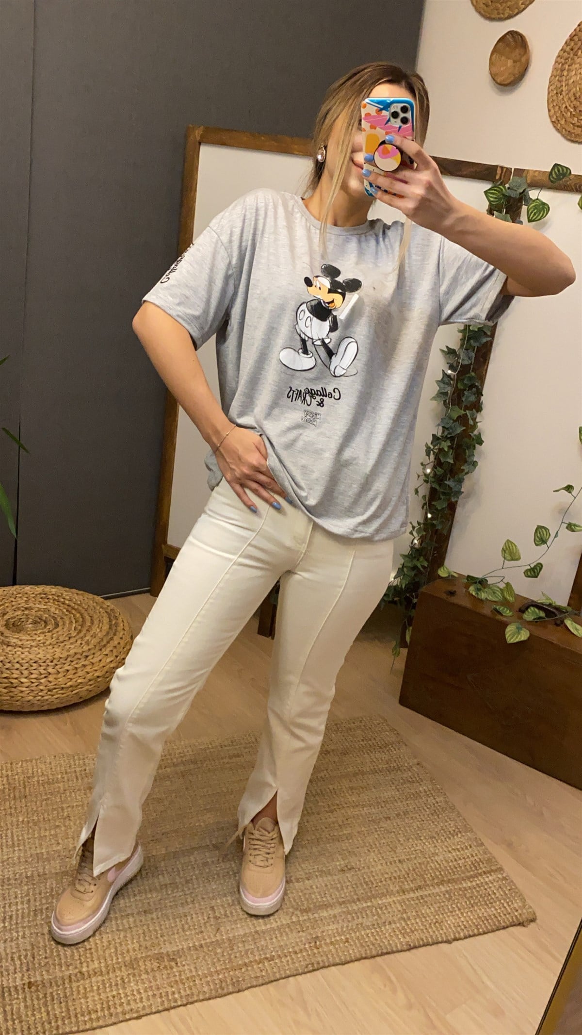 Mickey Baskı Gri Tshirt