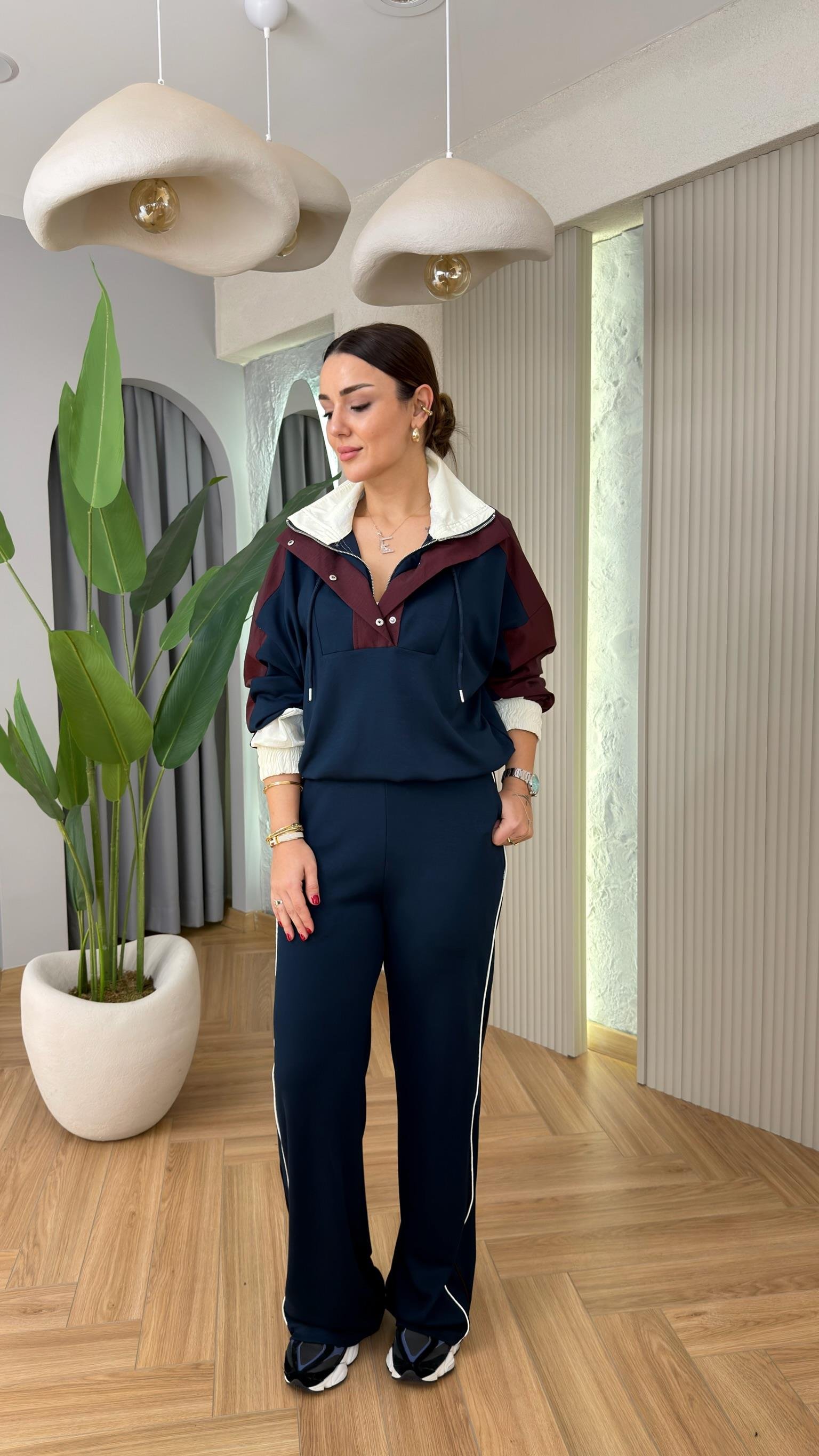Sueno Bordo Renk Geçişli Garnili Takım