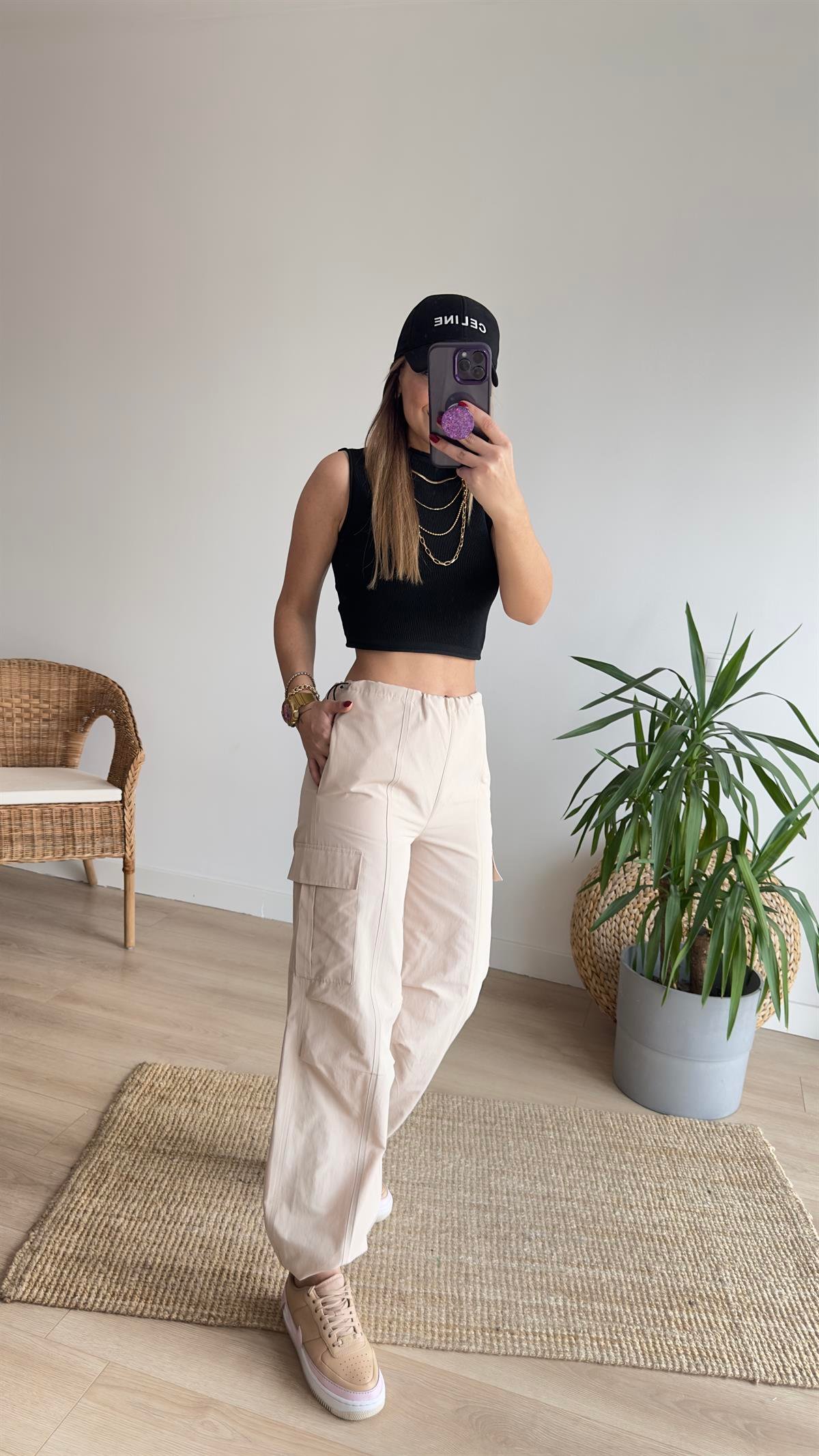 Bel Ve Paça Lastikli Kargo Pantolon