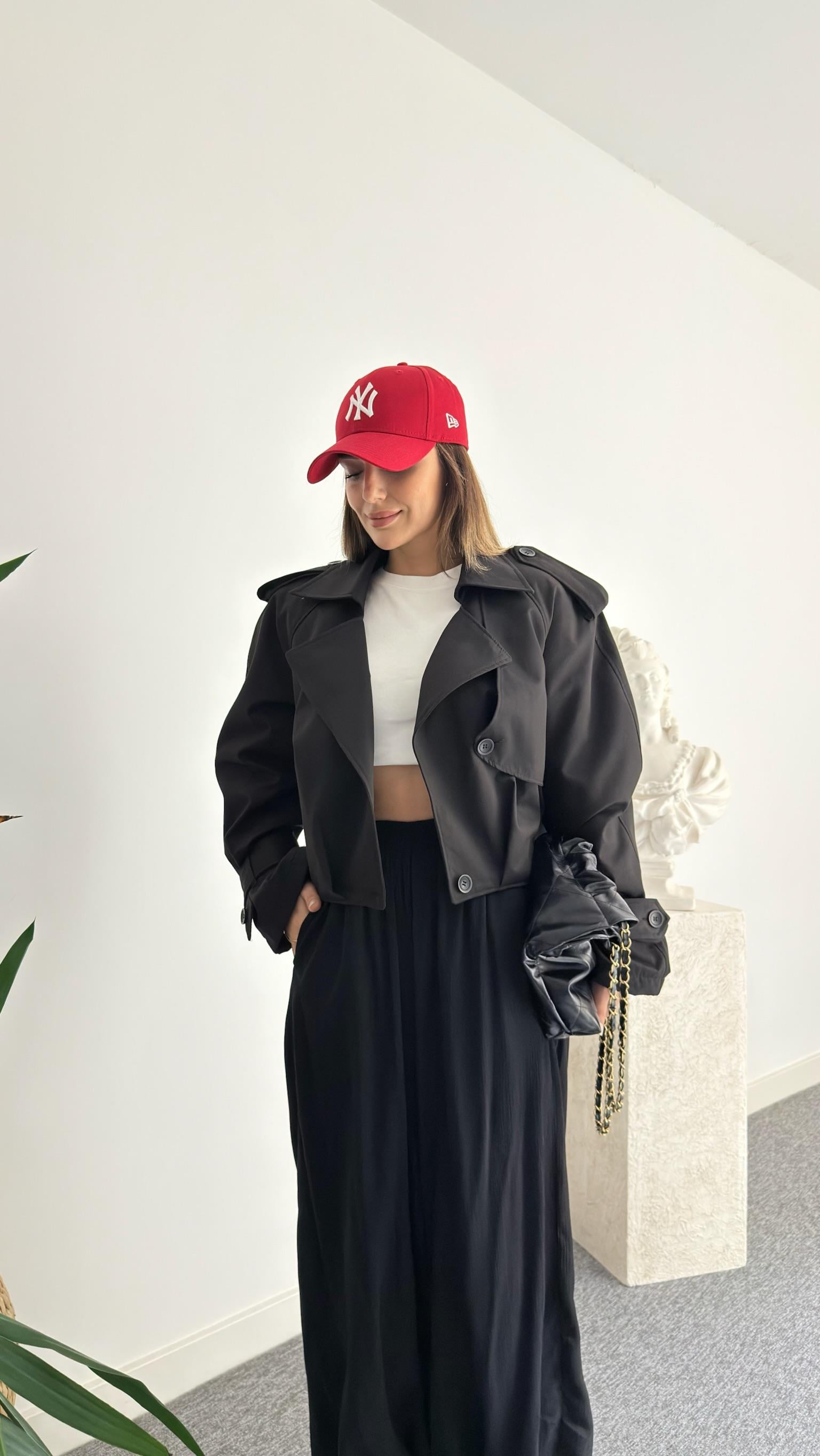 Siyah Balon Model Tek Düğme Ceket