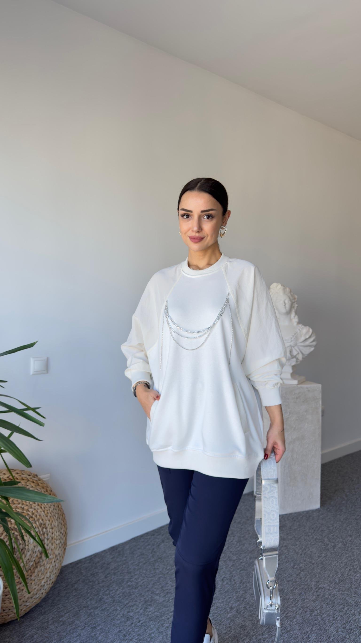 Orj Model Aksesuarlı Paraşüt Garni Sweat