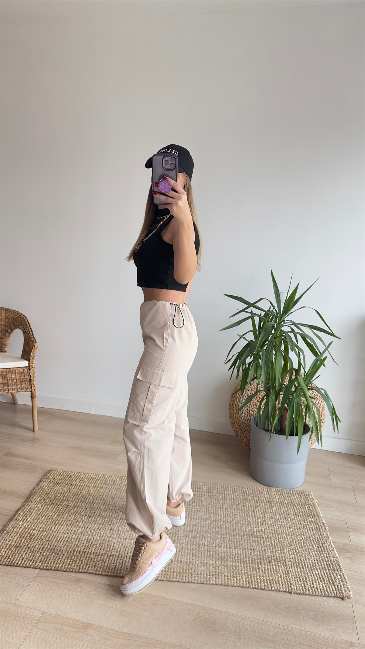 Bel Ve Paça Lastikli Kargo Pantolon
