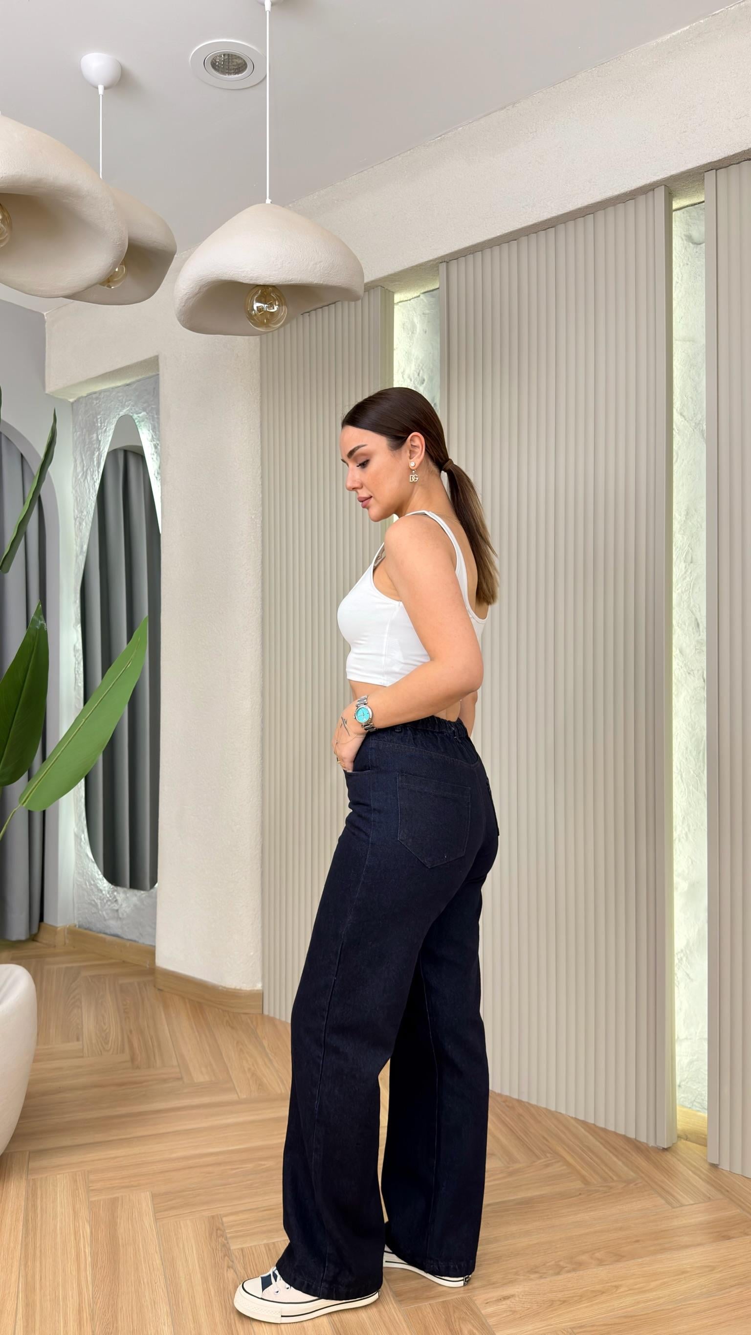 Torea Kahve Renk Geçişli Kuşaklı Jean Takım