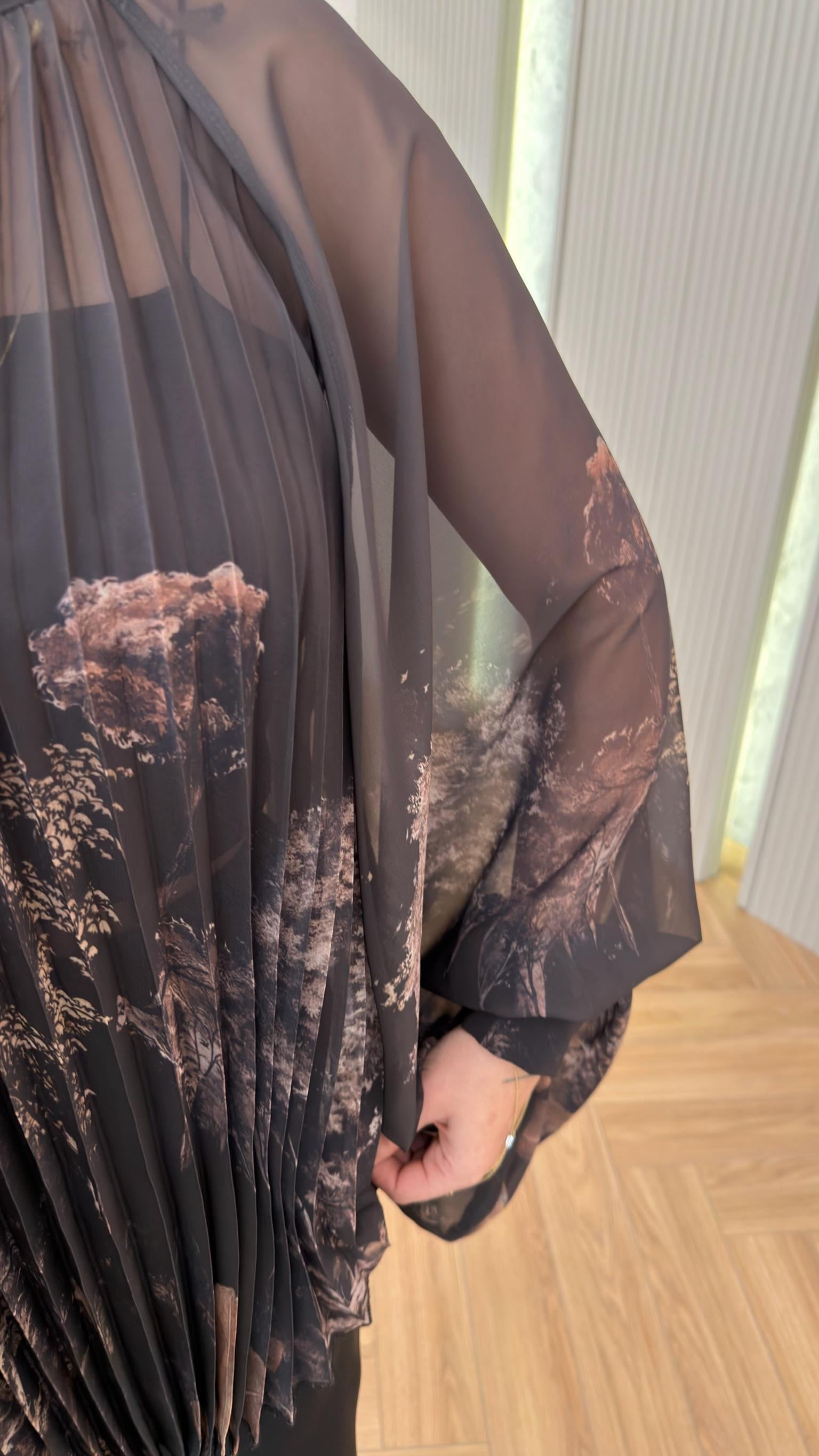 Louje Yarasa Kol Desenli Şifon Bluz