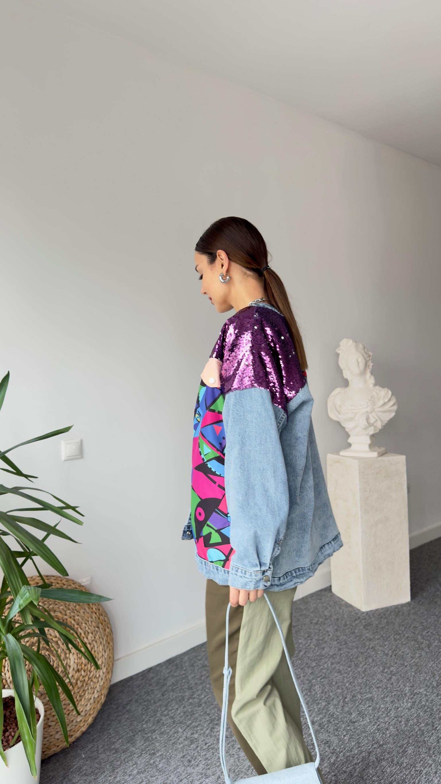 Pullu Tasarım Denim Ceket