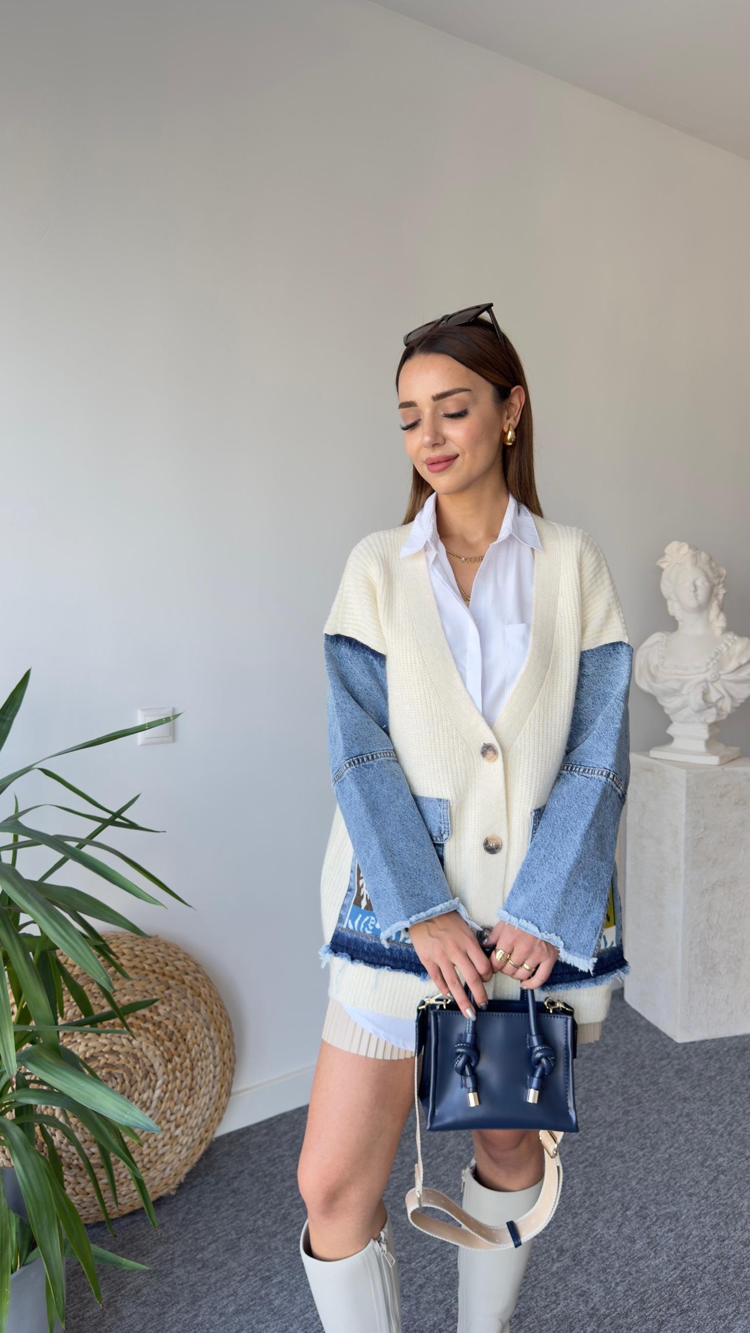 Lesa Kot Garnili Ekru Hırka