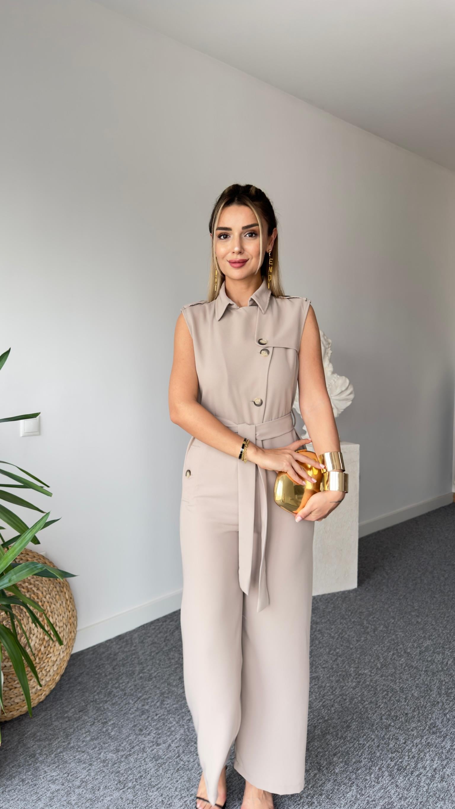 Pein Orj Marka Kuşaklı Bej Tulum