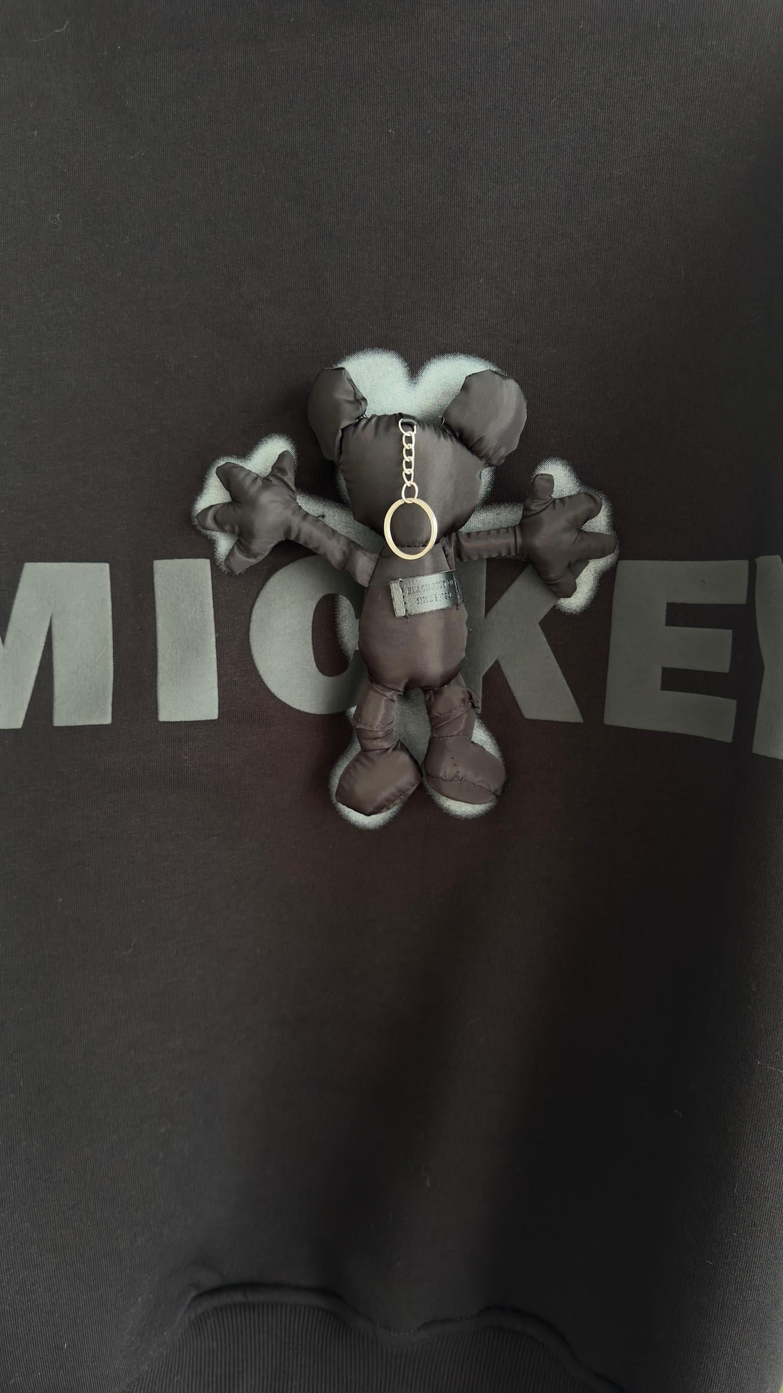 Sırtı Mickey Aksesuarlı Siyah Kapüşonlu Sweatshirt