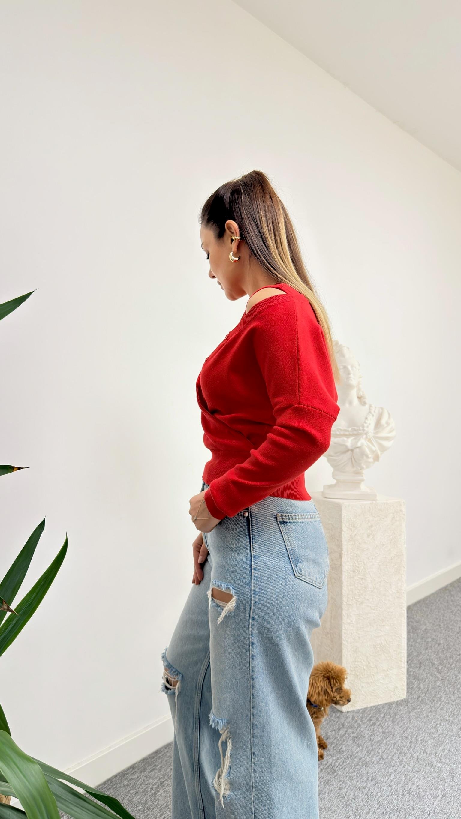 Kırmızı Çift Katlı Zra Model Triko