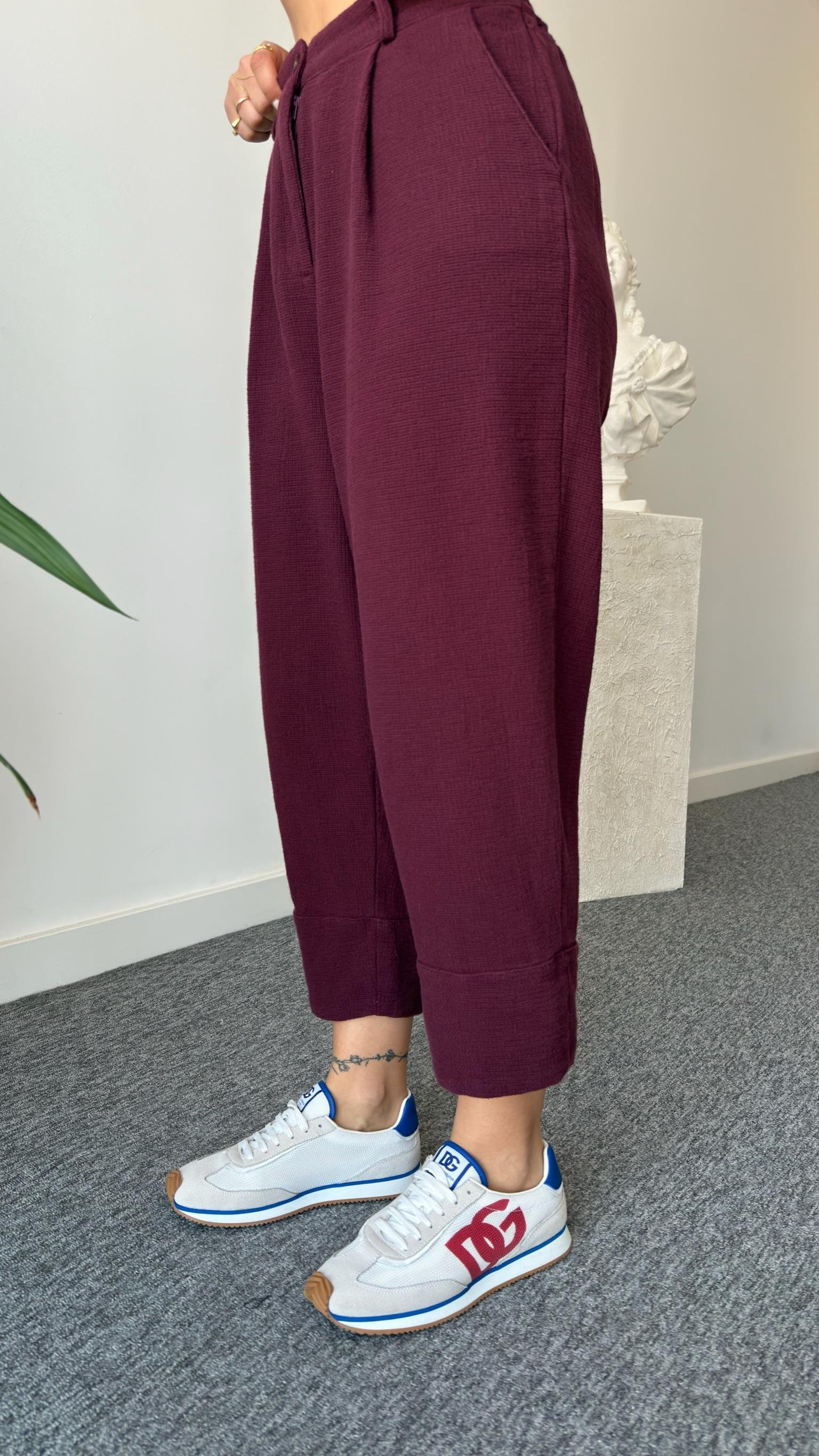 Bordo Weren Yelekli Keten Takım 