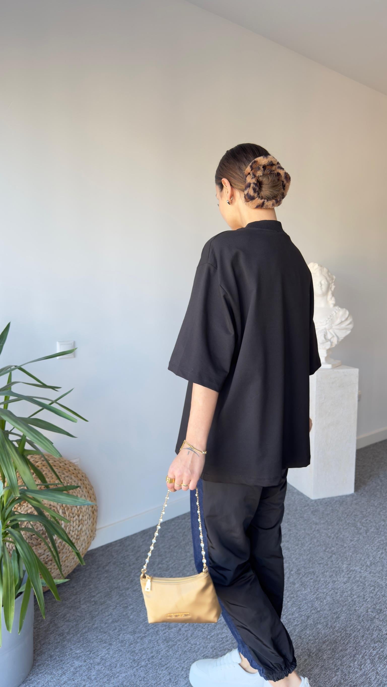 Vatkalı Premıum Siyah Basic Tshirt