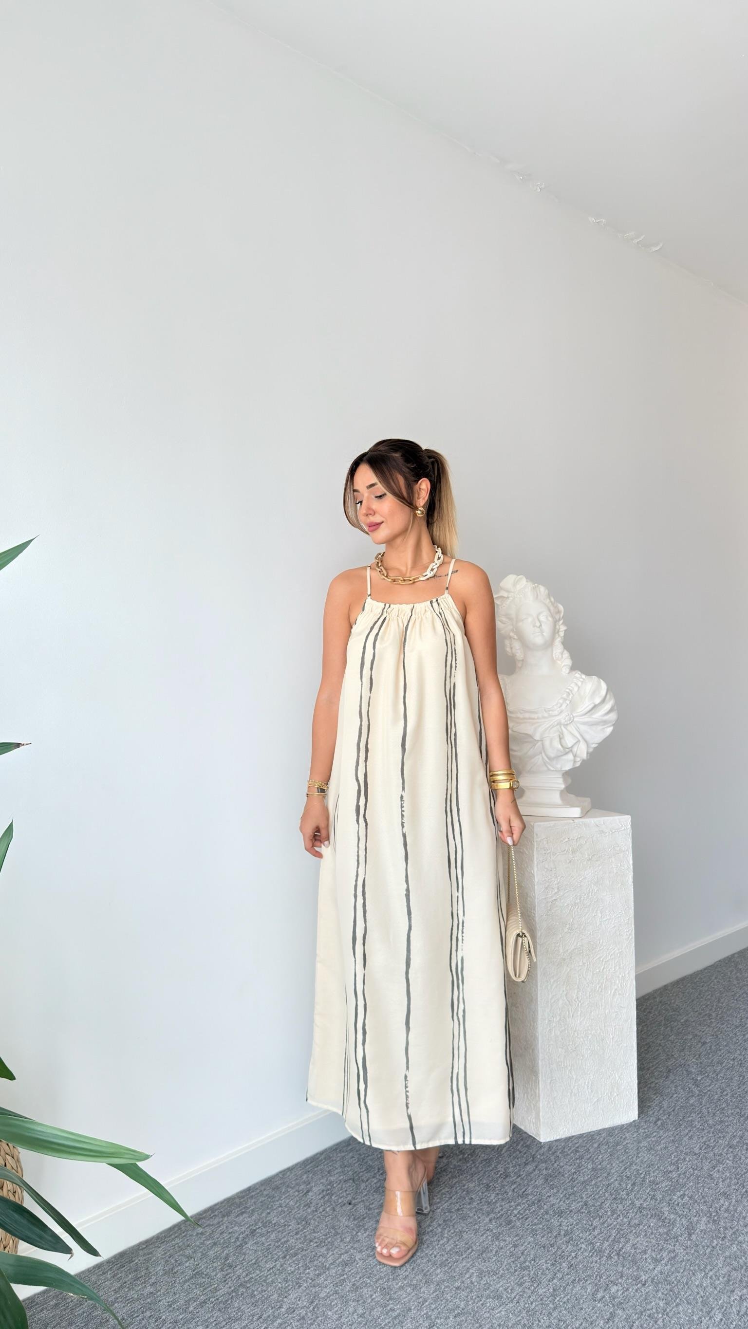 Dore Çizgili Massi Model Elbise
