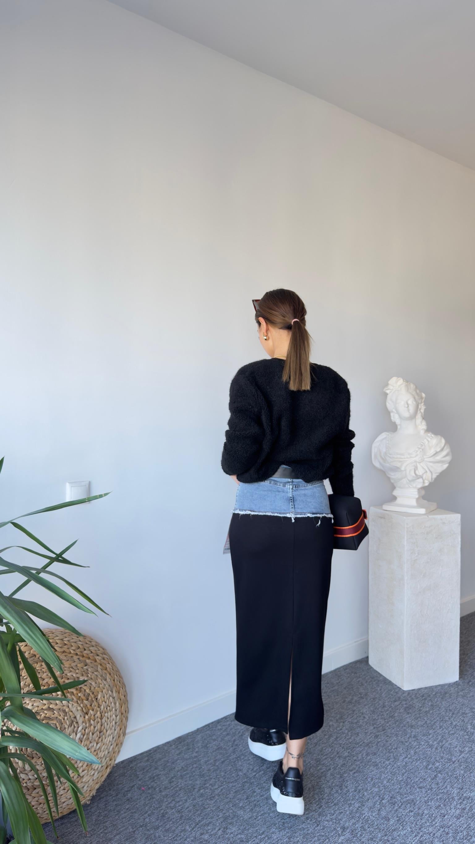 Kot Garnili Tasarım Penye Etek