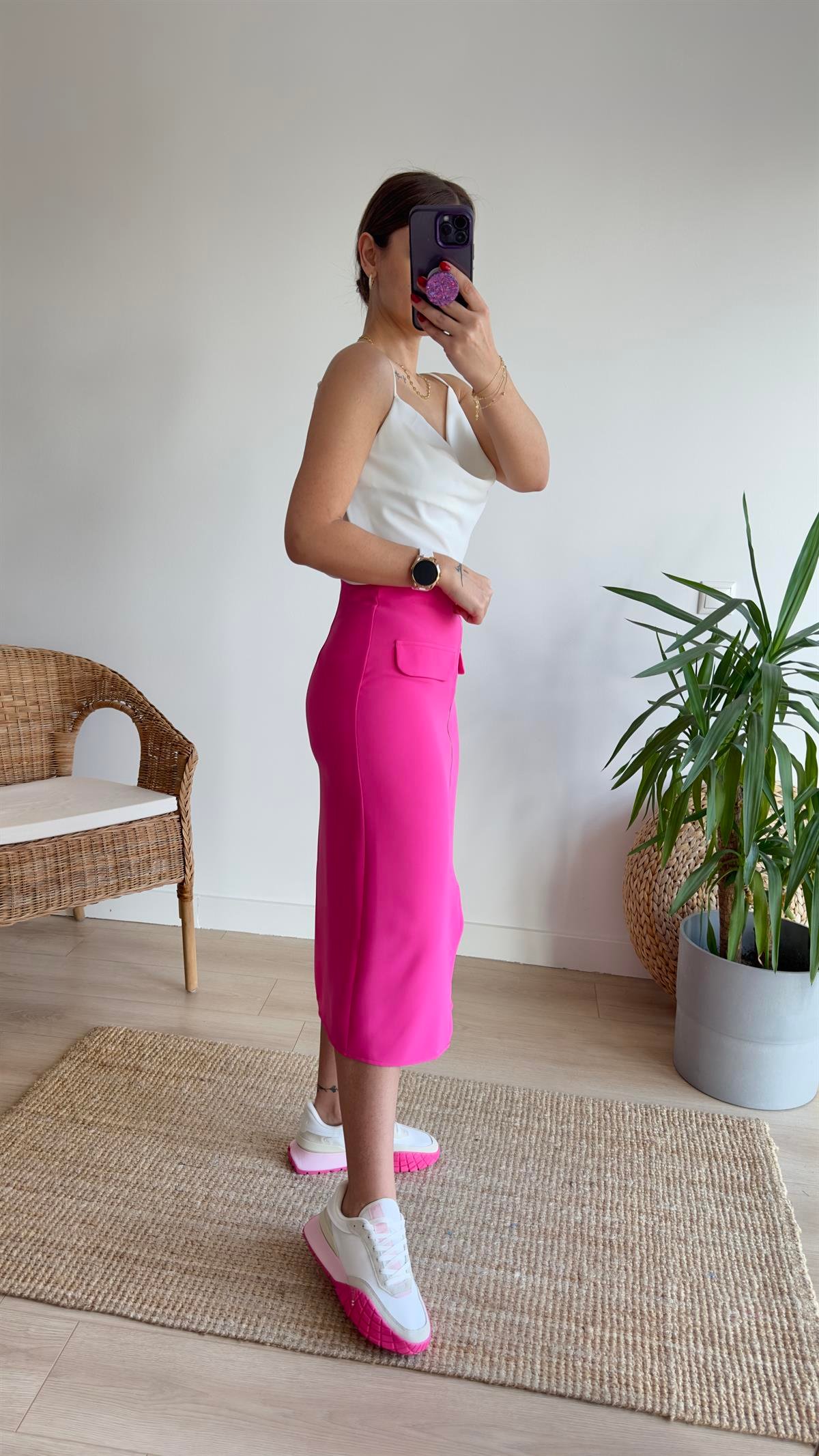 Milva Zra Model Fermuar Detay Pembe Etek