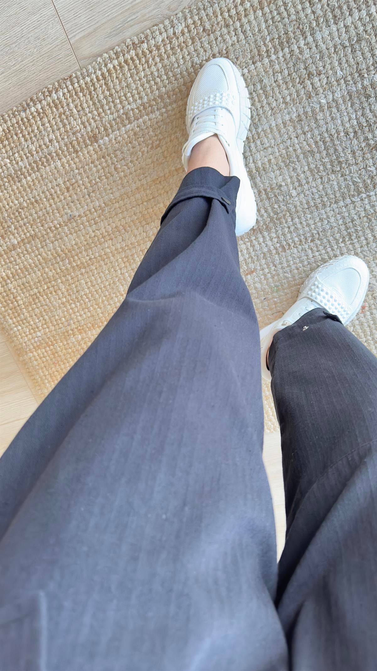 Axel Paça Düğmeli Siyah Gabardin Pantolon