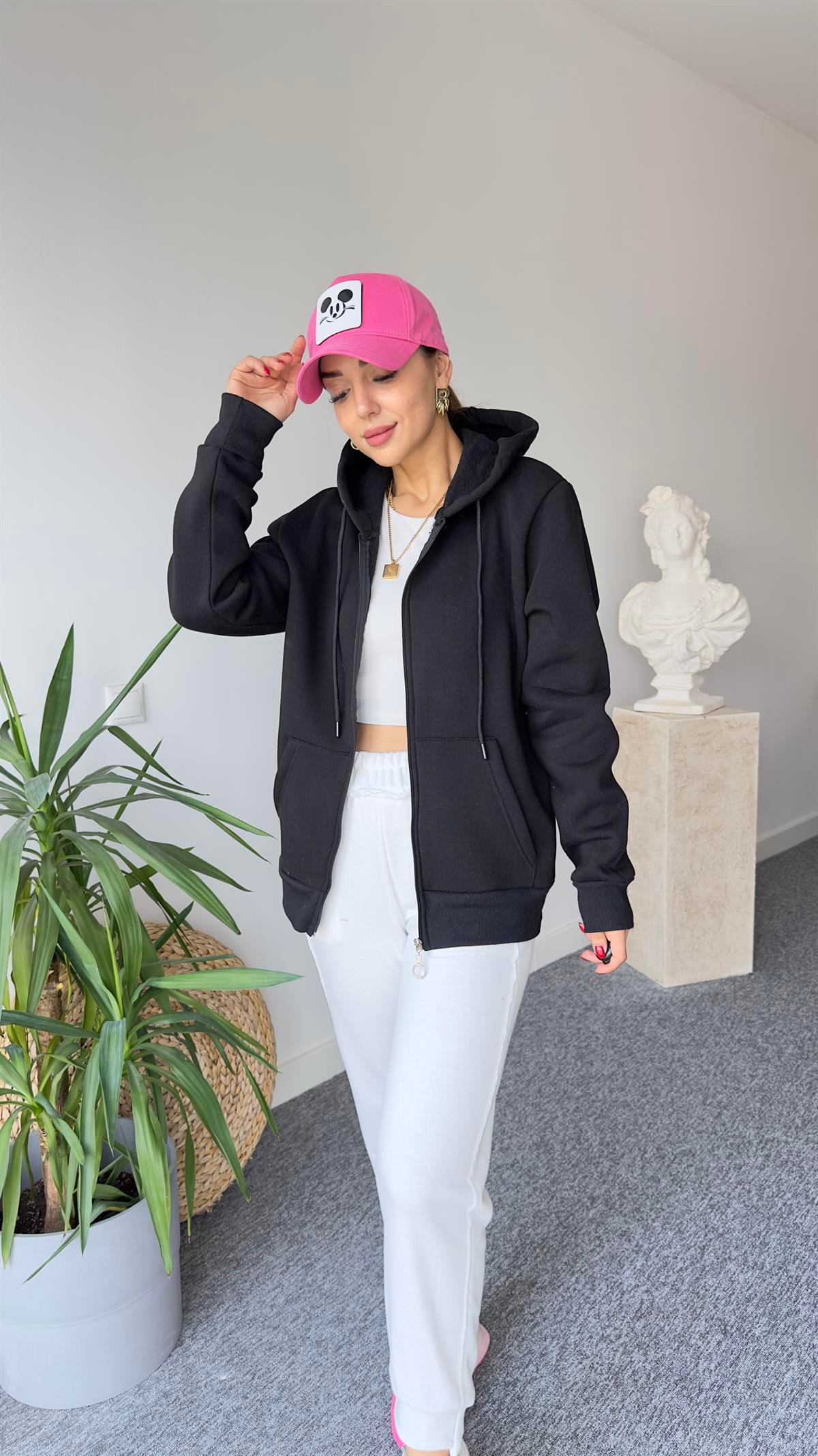 Neyz Şardonlu Yumuşak Doku Siyah Sweat