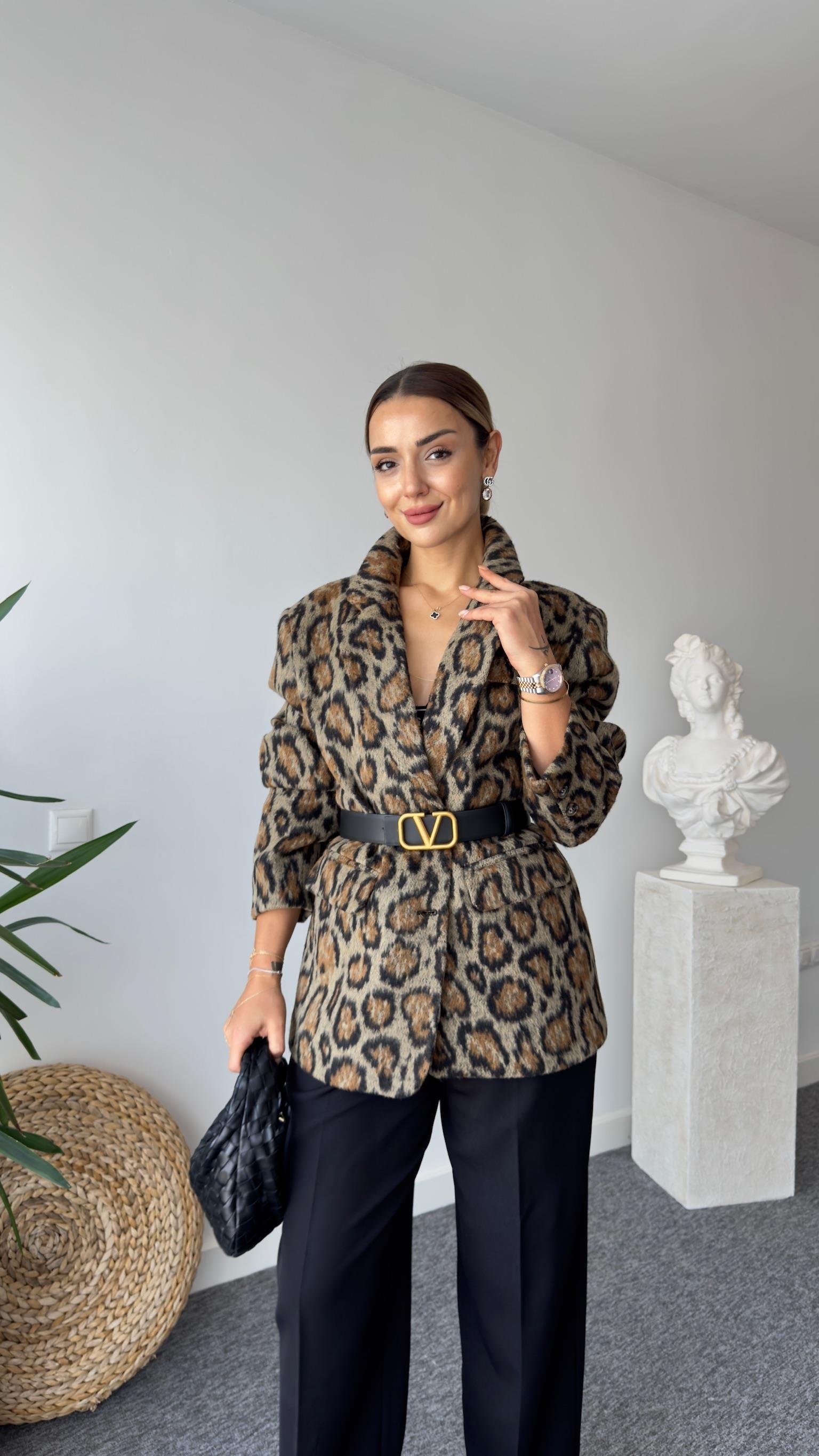 Premium Kaşe Leopar Ceket