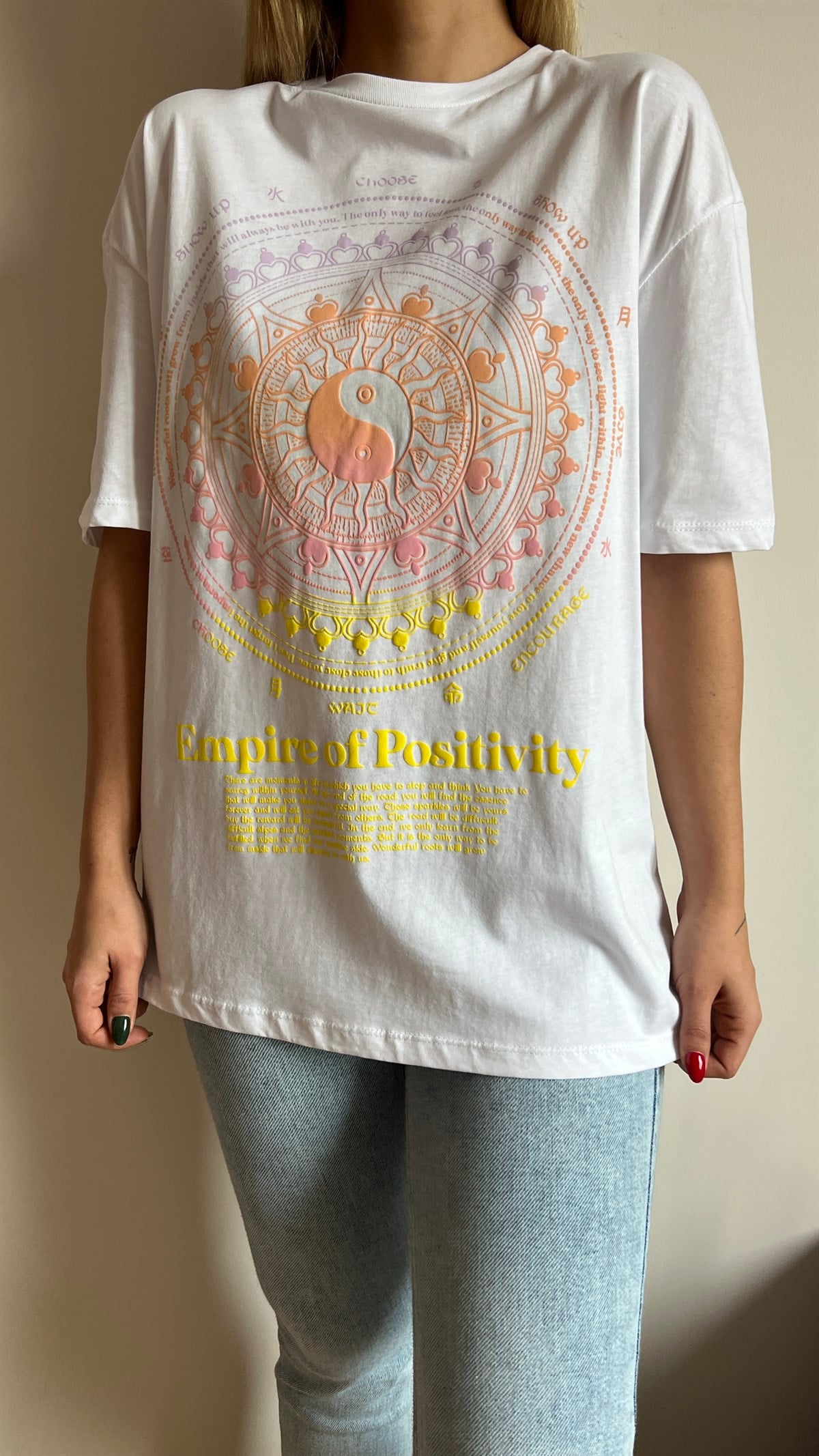 Renkli Kabartma Baskı Tshirt
