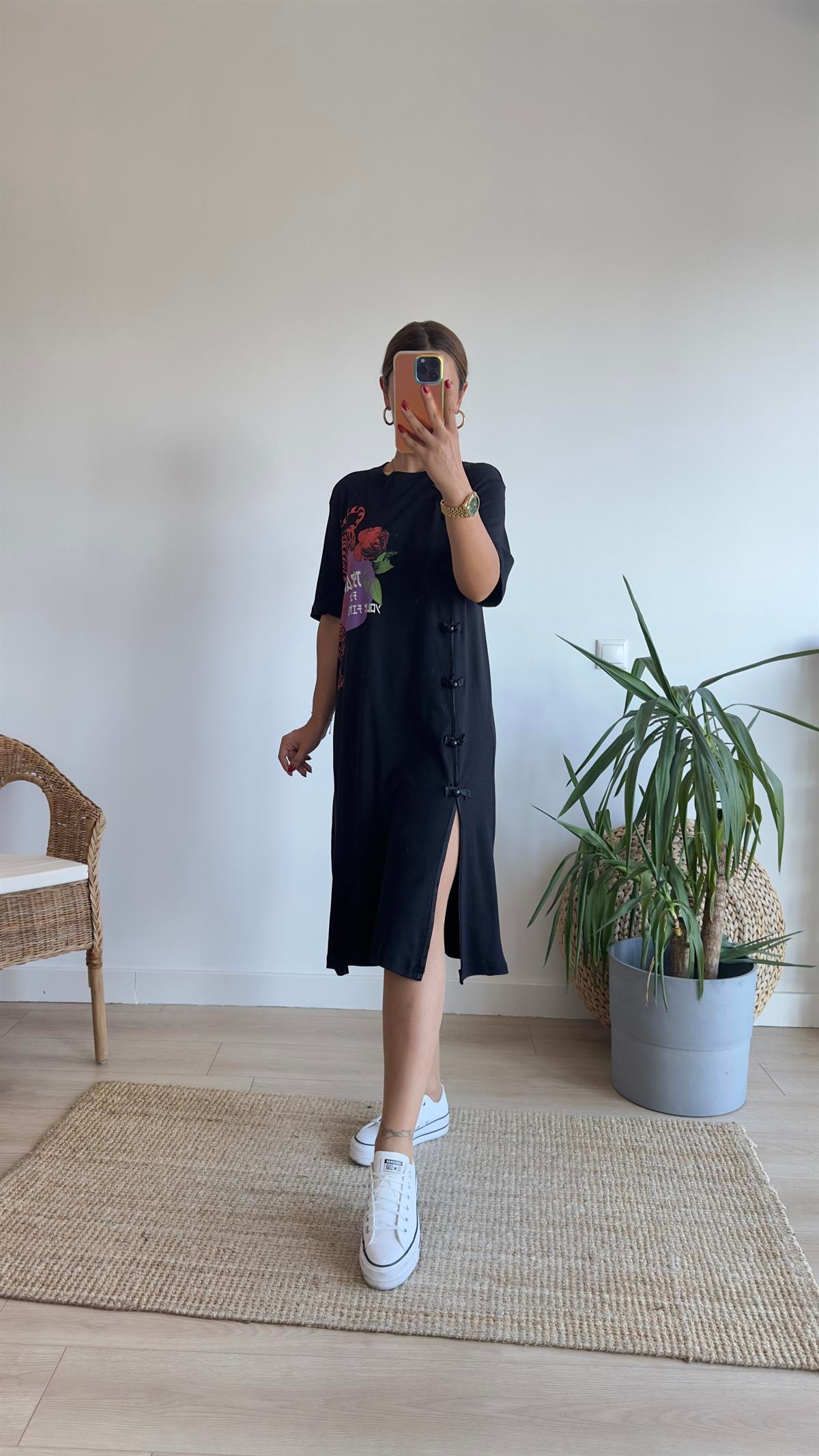Risel Marka Model Baskılı Elbise 
