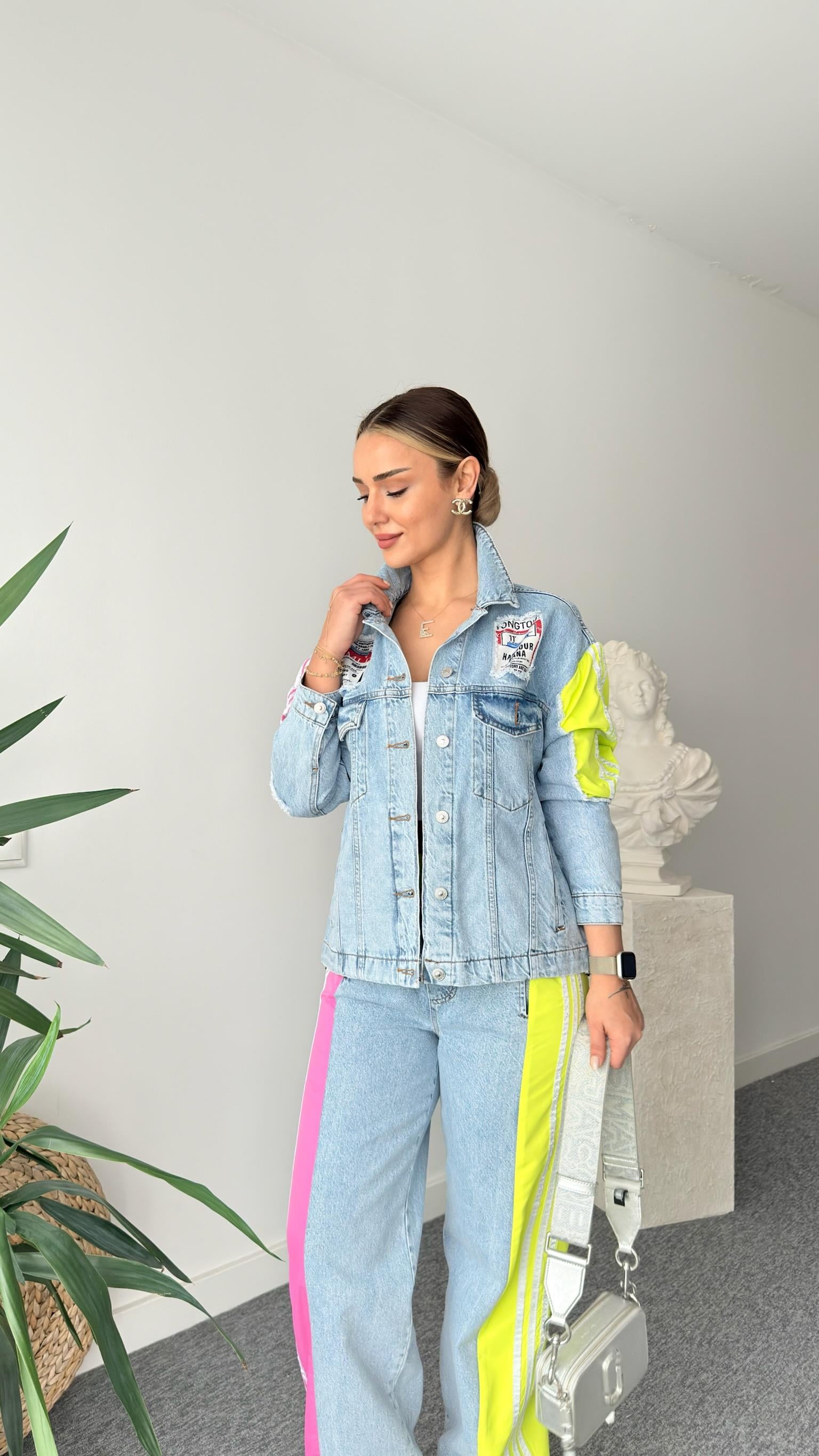 Breet Pembe Renk Geçişli Tasarım Jean Takım