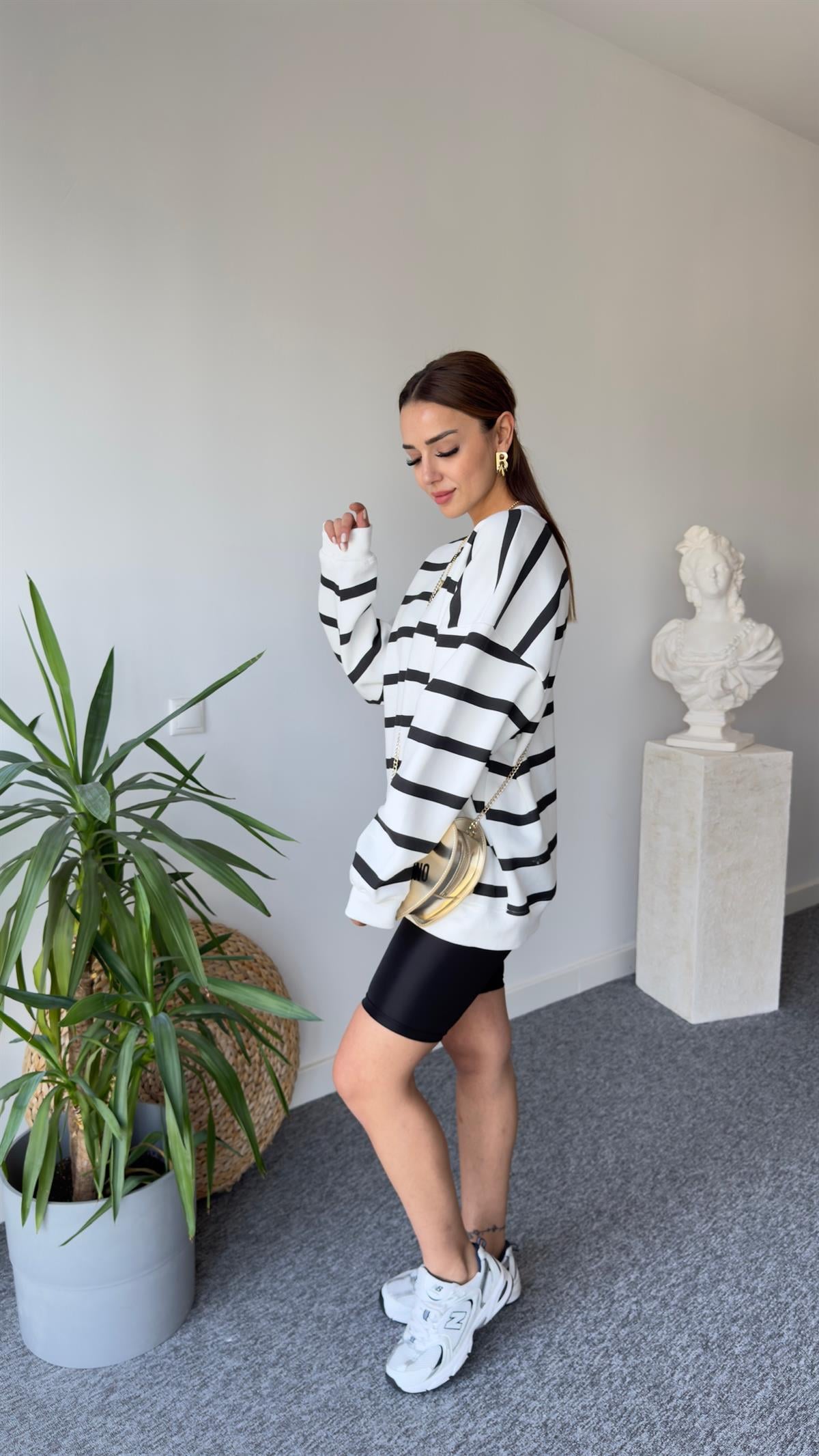 Raise Siyah Çizgili Şardonlu Sweat