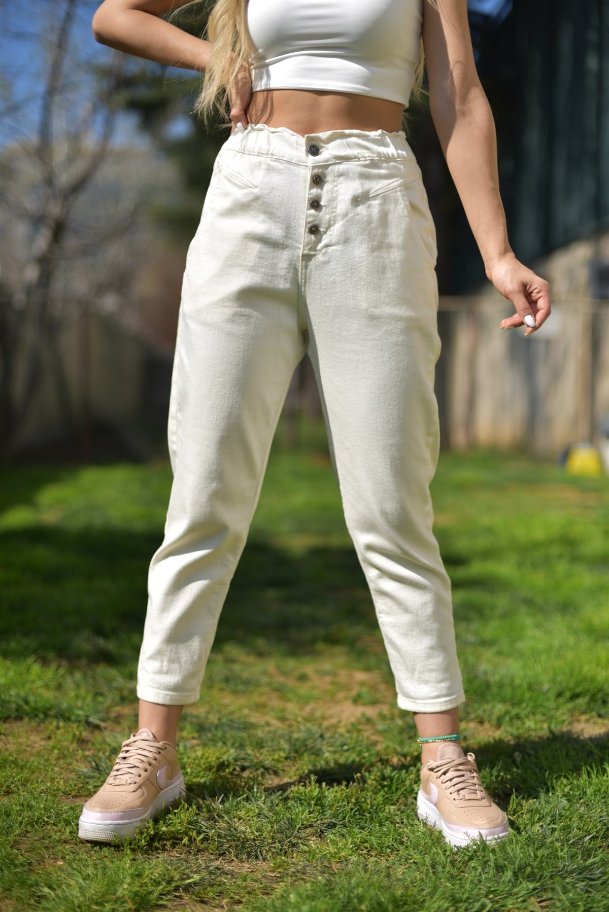 Beli Lastikli Slouchy Jean