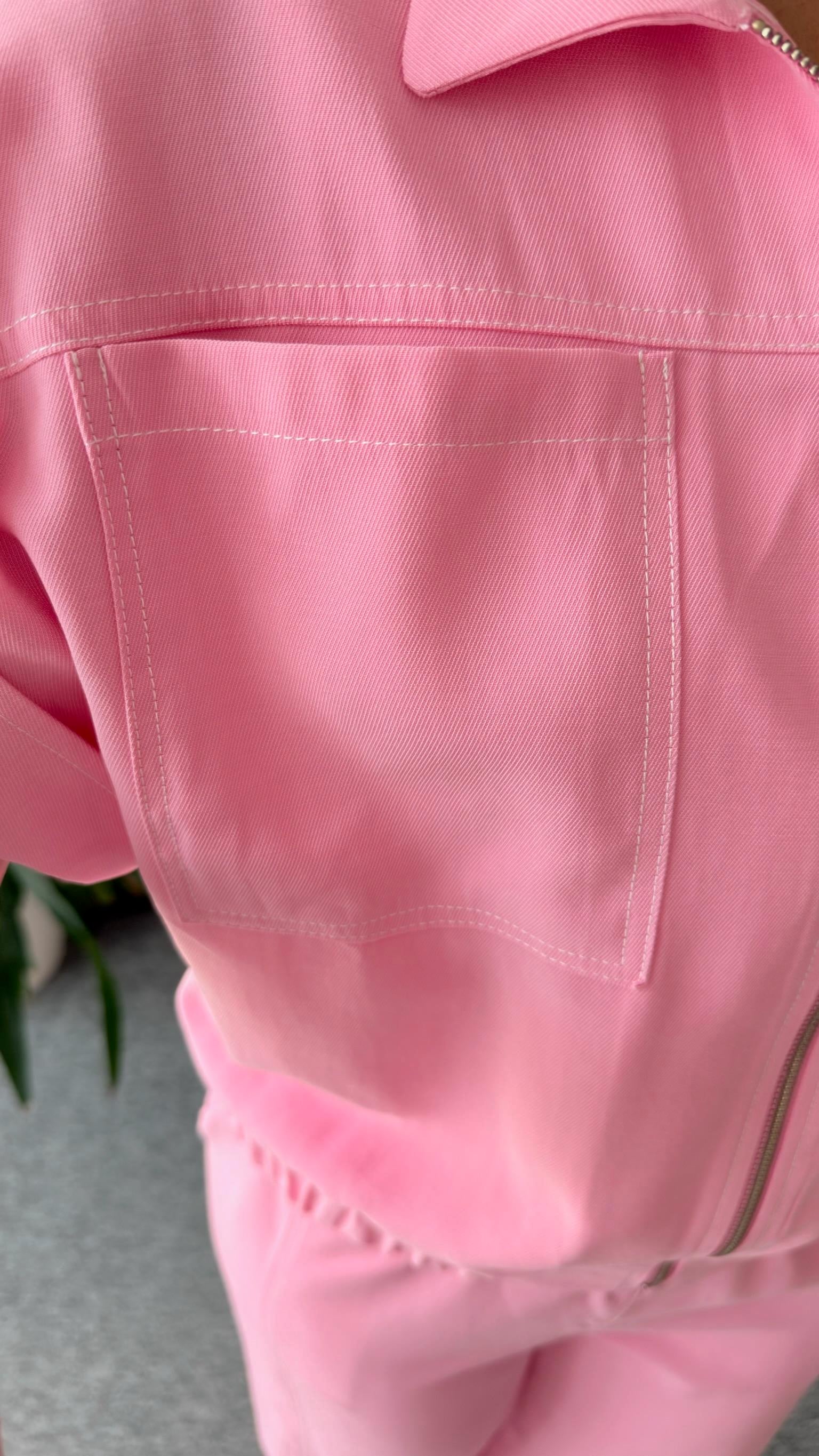 Pembe Kontrast Dikiş Tensel Takım