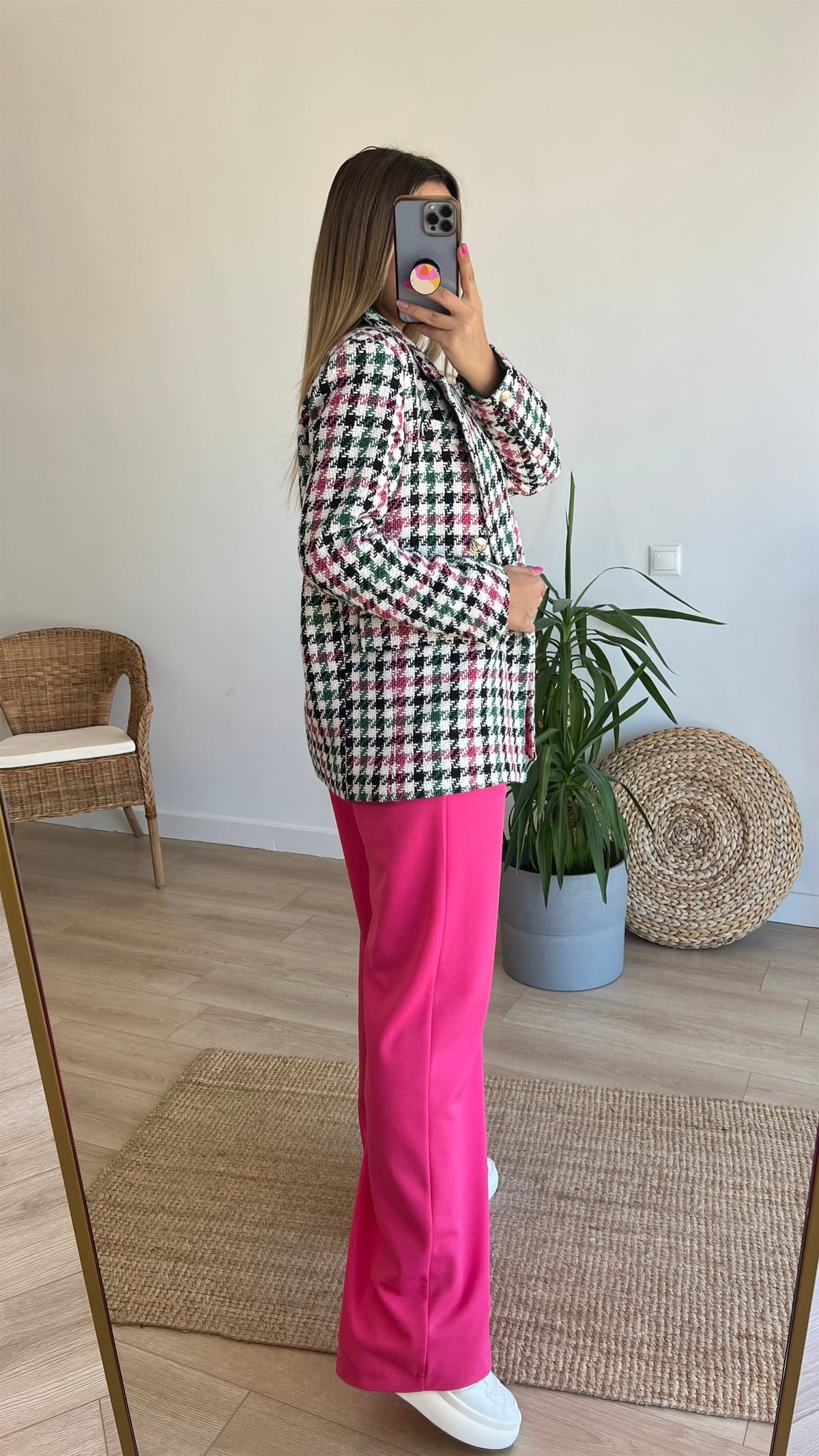 Renkli Tüvit Blazer Ceket 