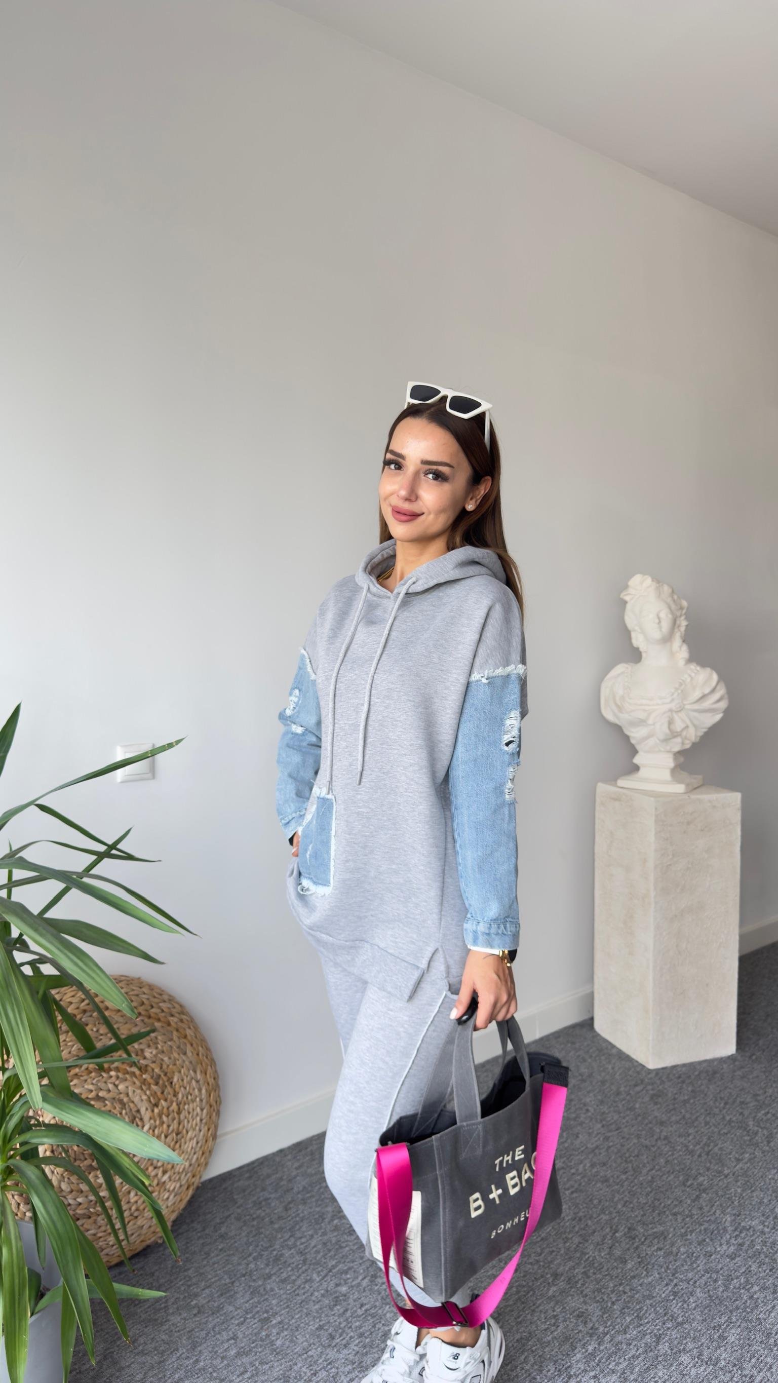 Piem Kot Detay Gri Sweatshirt