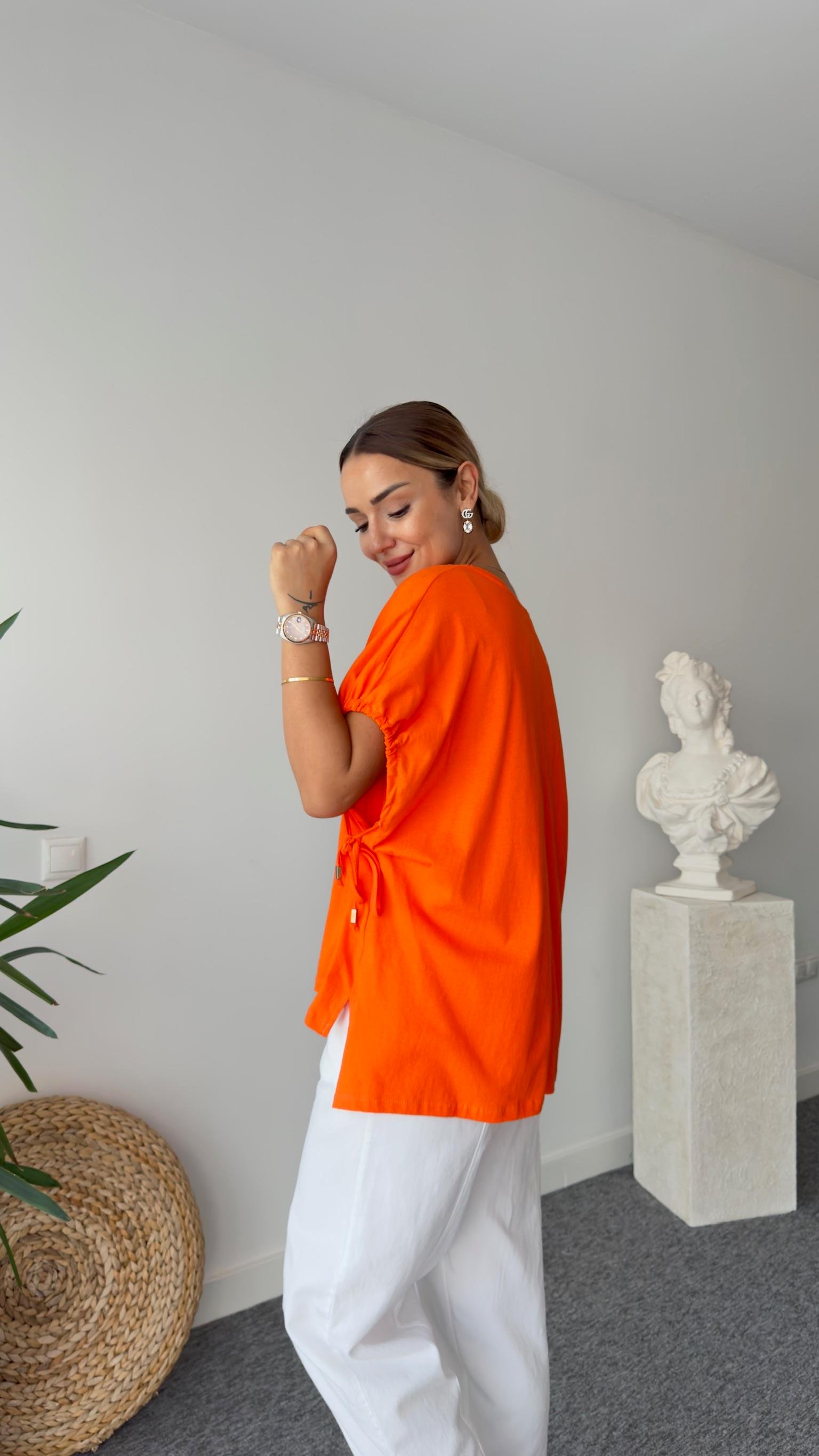 Turuncu Marka Model Büzgülü Tshirt