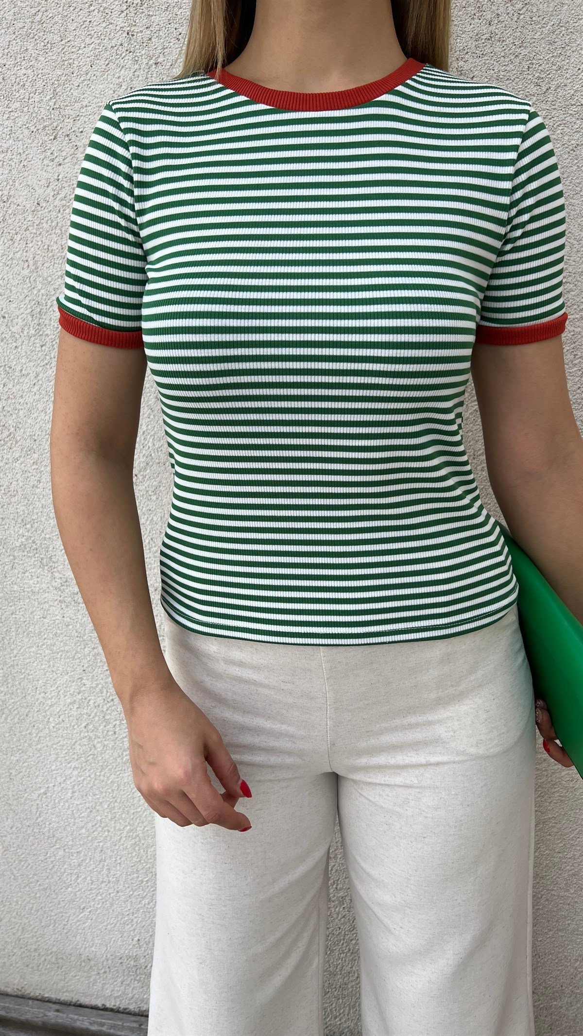 Yeşil Çizgili Bluz