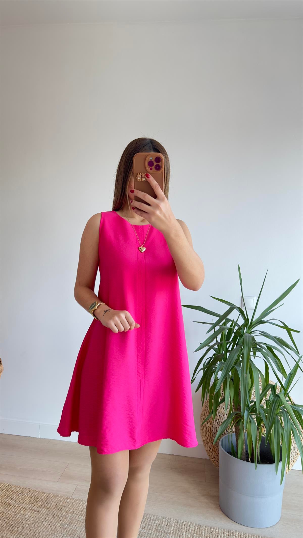 Pembe Kolsuz Çan Elbise 