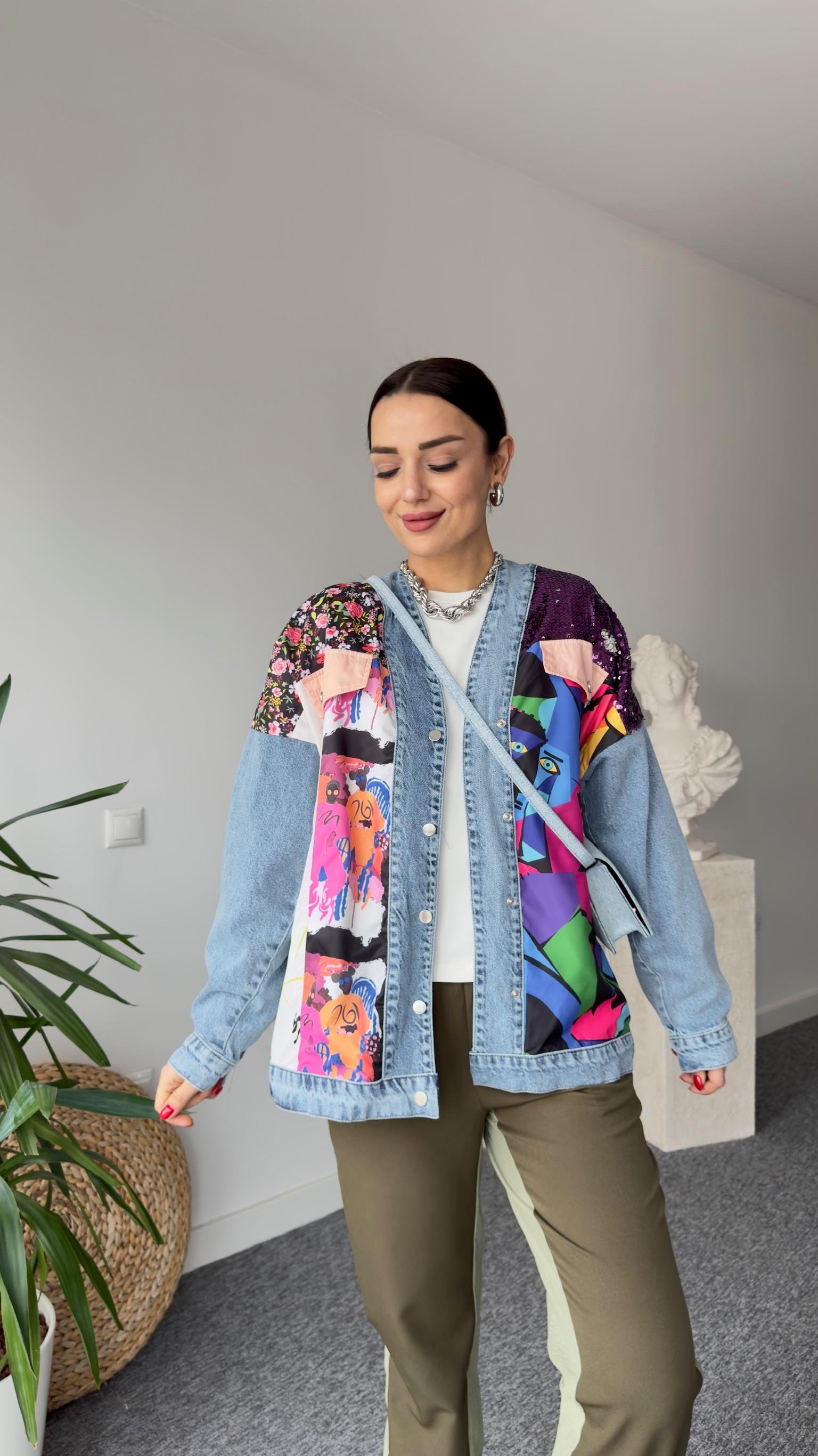 Pullu Tasarım Denim Ceket