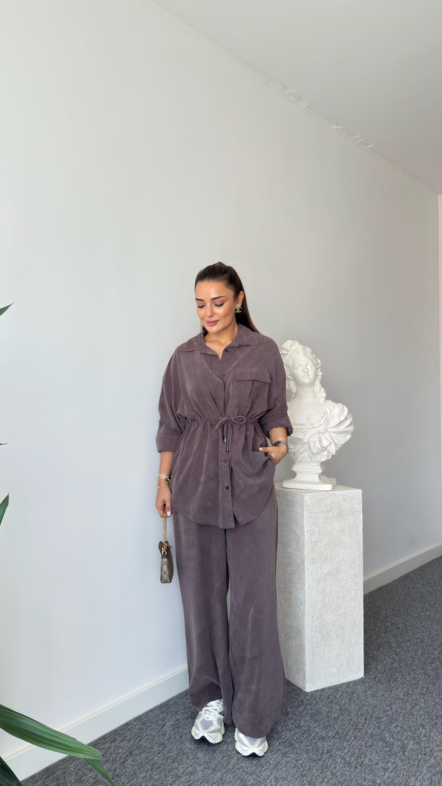 Kahve Orena Bel Büzgülü Tensel Takım 