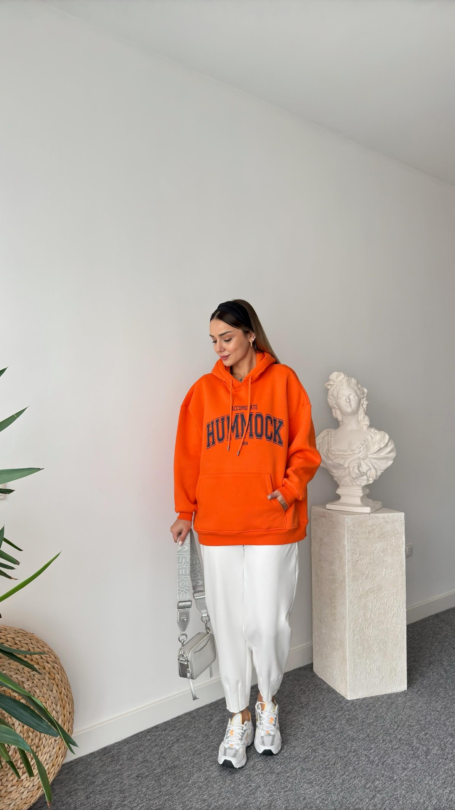 Hummock Yazılı Turuncu Sweatshirt