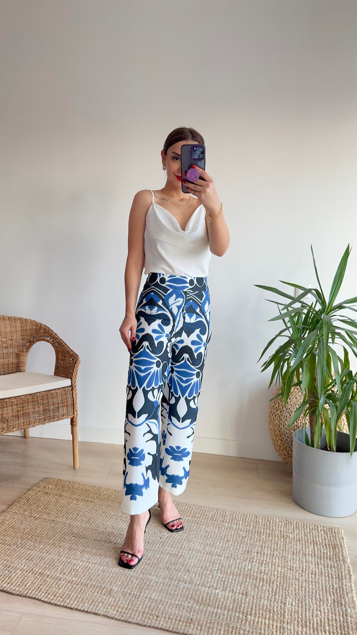Culotte Mavi Desenli Pantolon