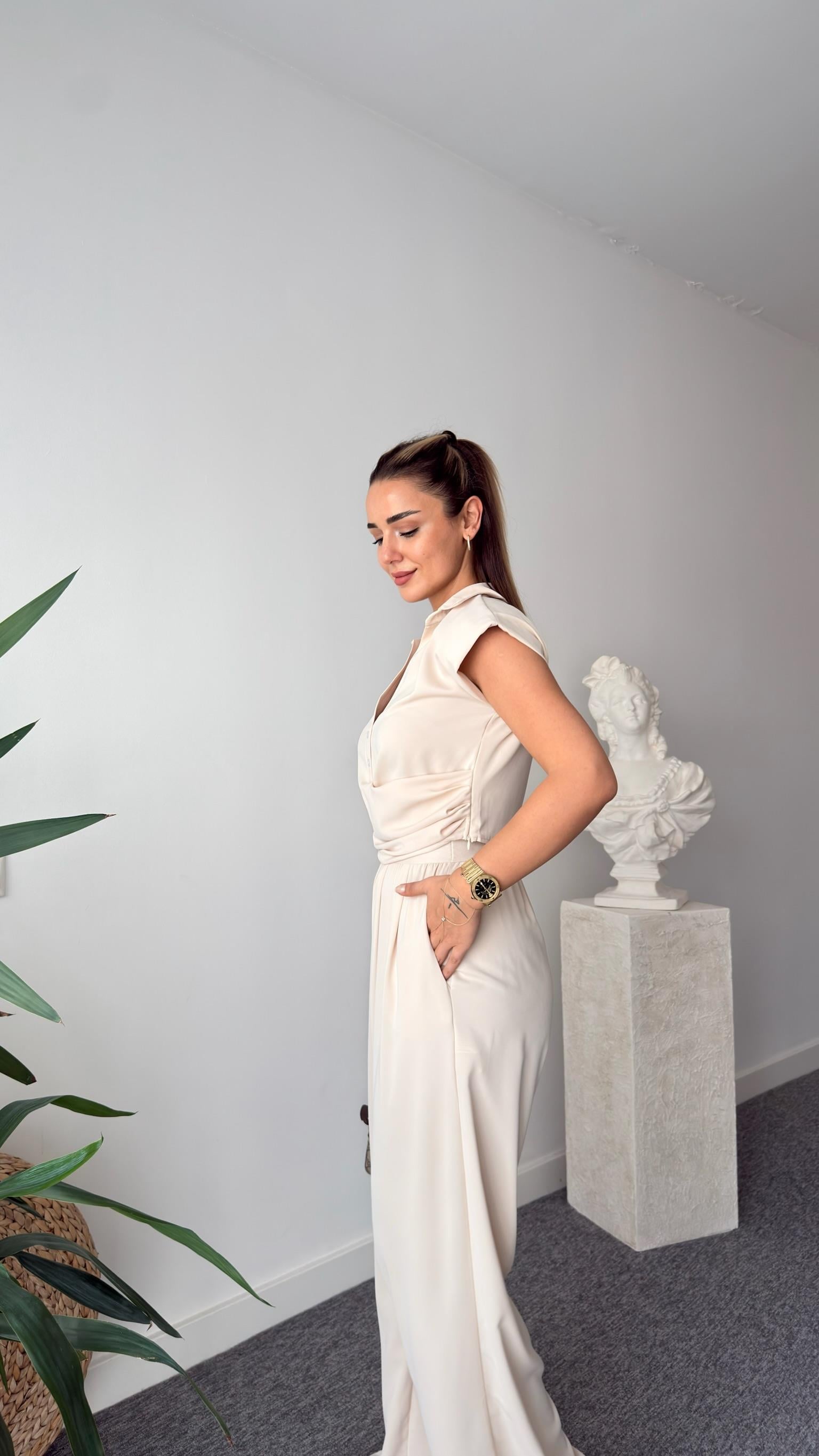 Taş Fredi Yan Fermuarlı Bluz