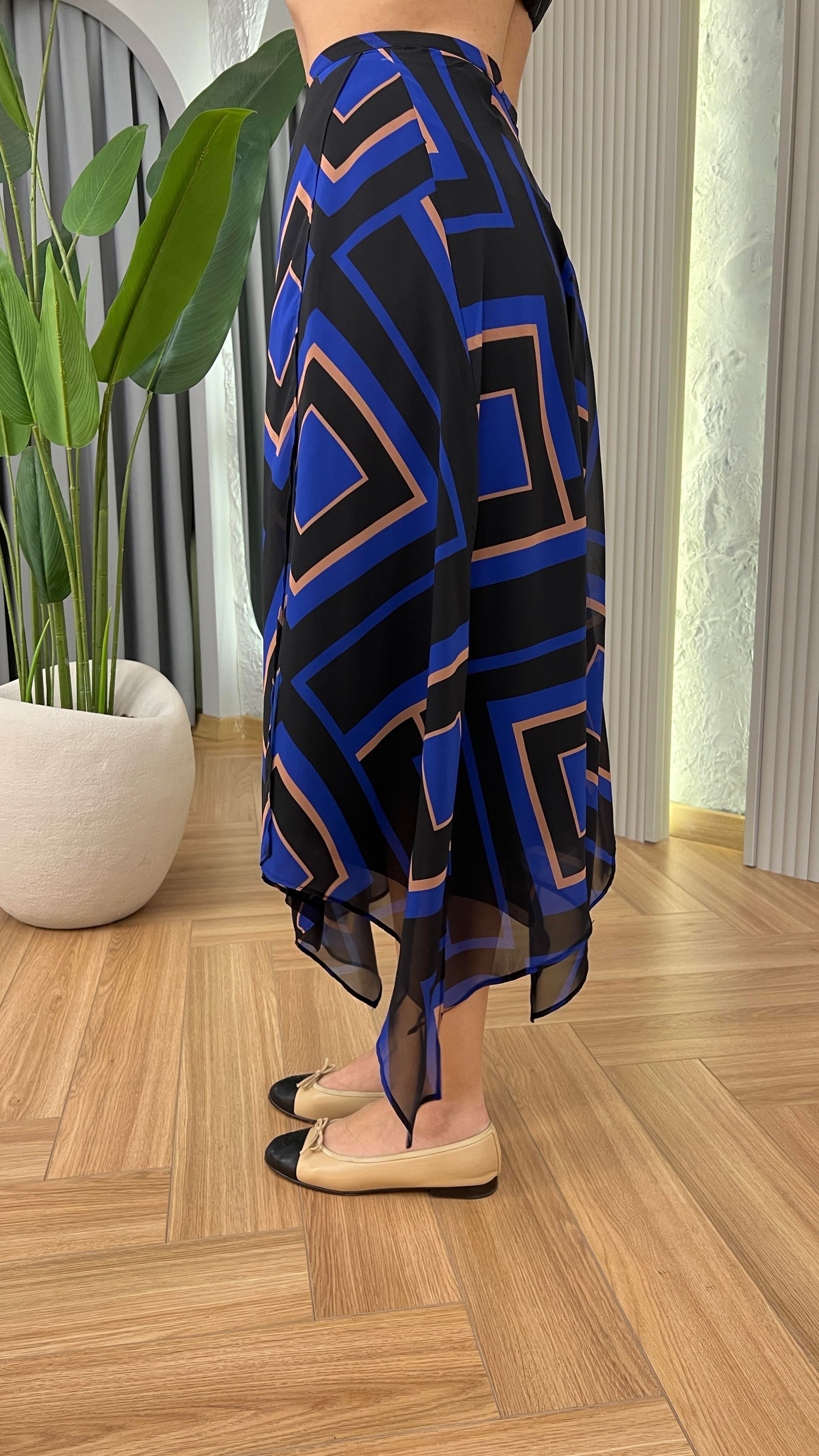 Lenna Desenli Asimetrik Zra Model Etek