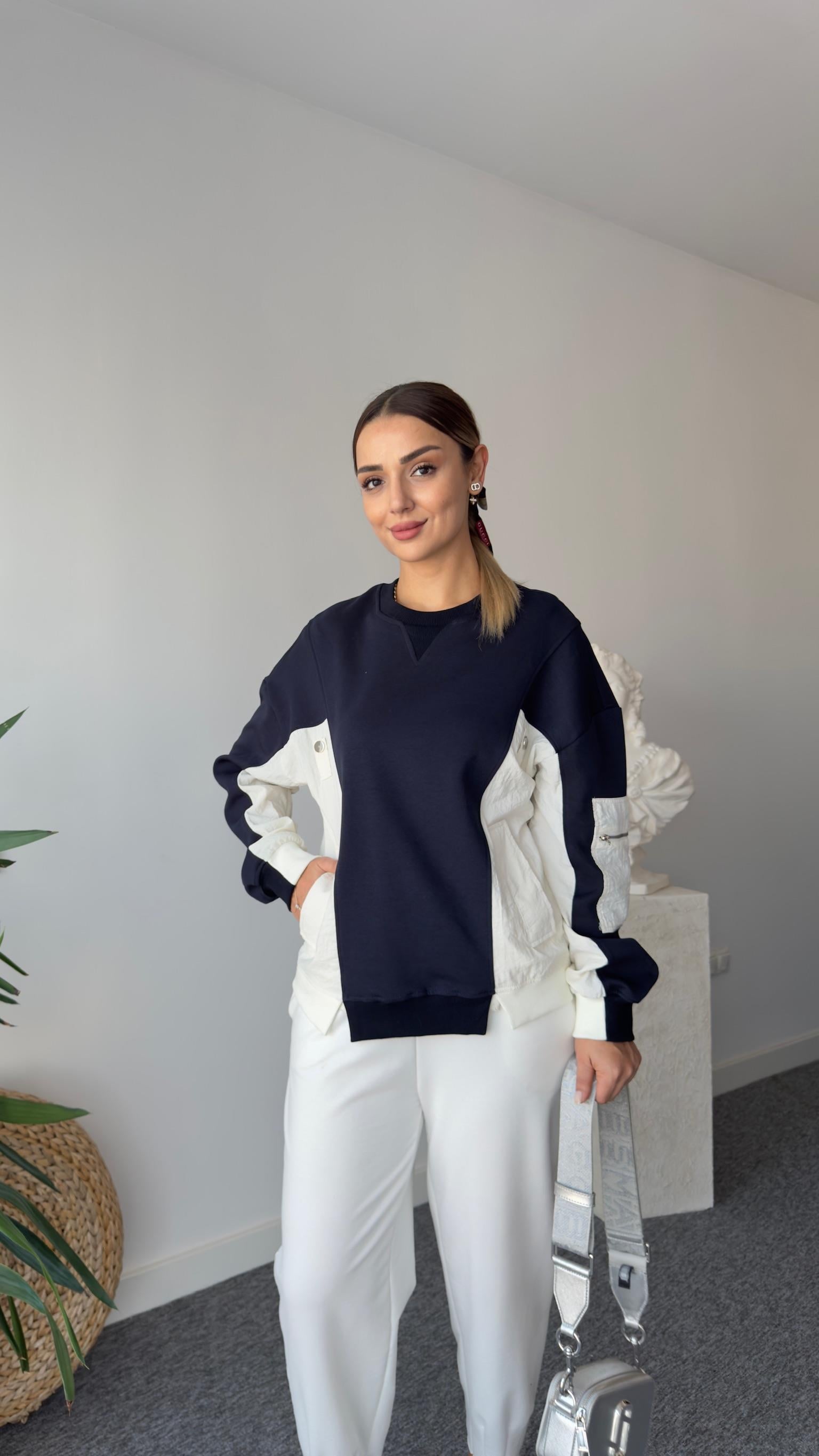 Orso Tws Model Kollar Paraşütlü Lacivert Sweatshirt