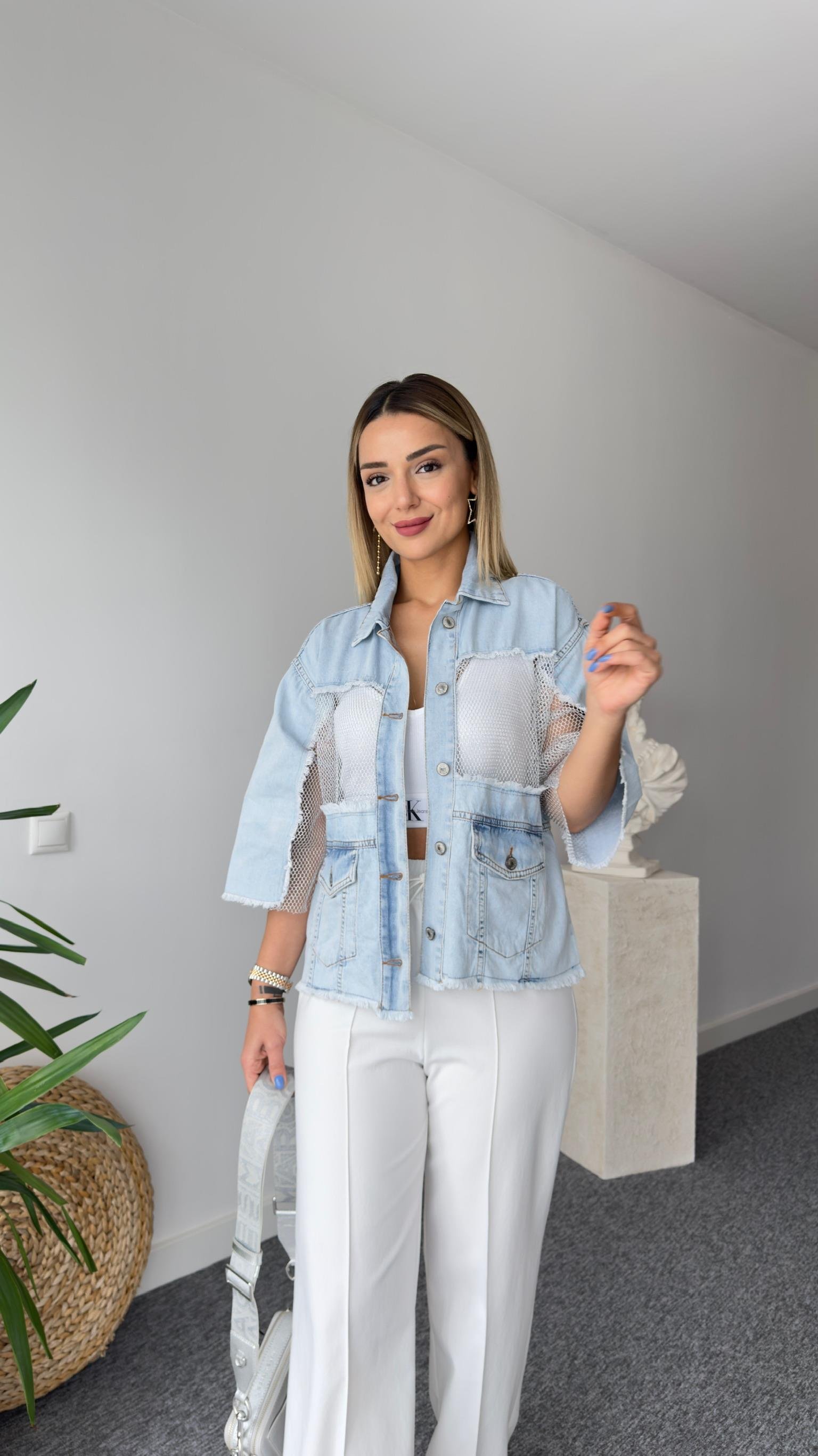 Simli File Detay Jean Ceket