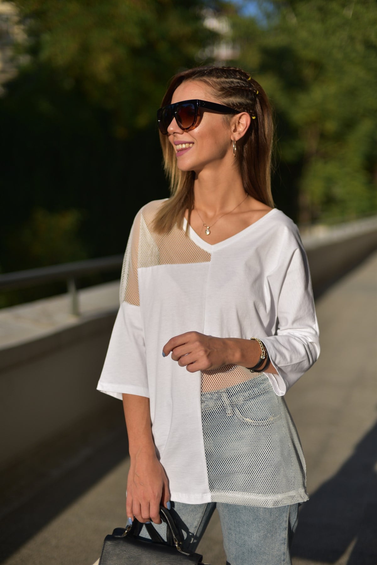 File Detaylı Tshirt