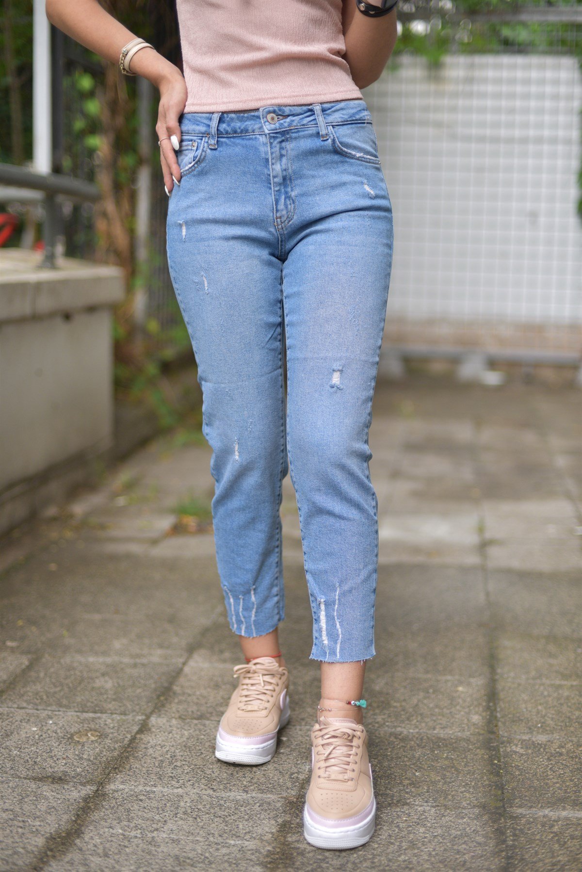 Likralı Mom Jean