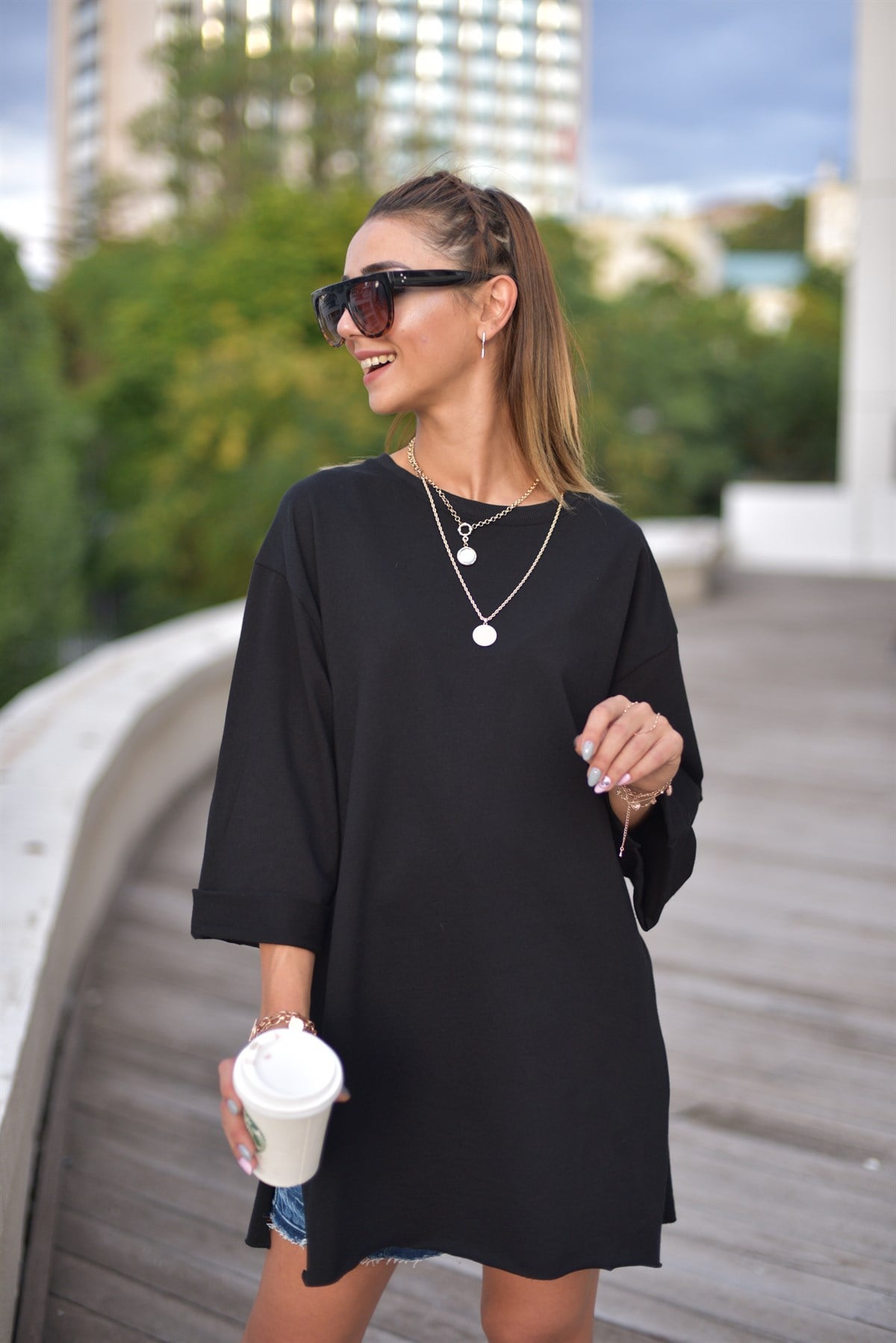 Yırtmaçlı Basic Tshirt